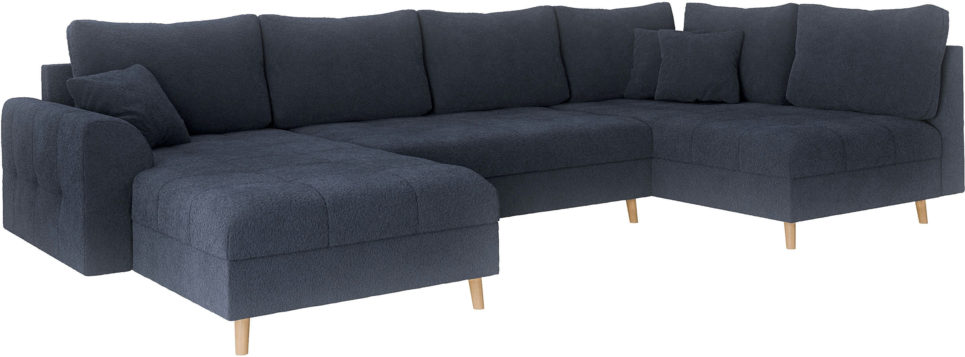 Home affaire Zithoek CHARRE U-vorm met ottomane, afmetingen B/D/H: 310/161/81 cm fijne stiksels, losse rug- en sierkussens, ook in cord en bouclé