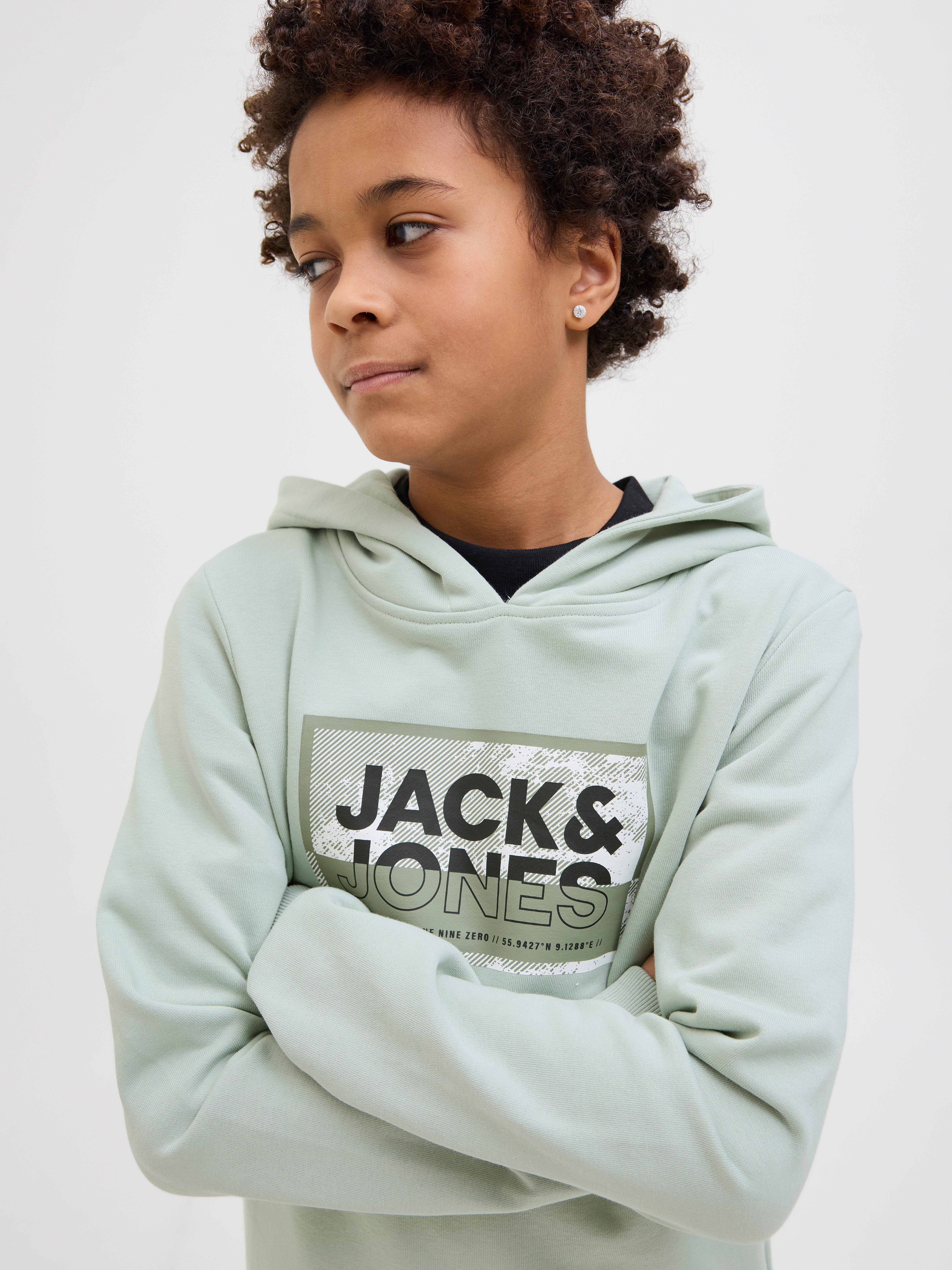 Jack & Jones Junior Hoodie JCOLOGAN SS24 PRINT SWEAT HOOD SN JNR