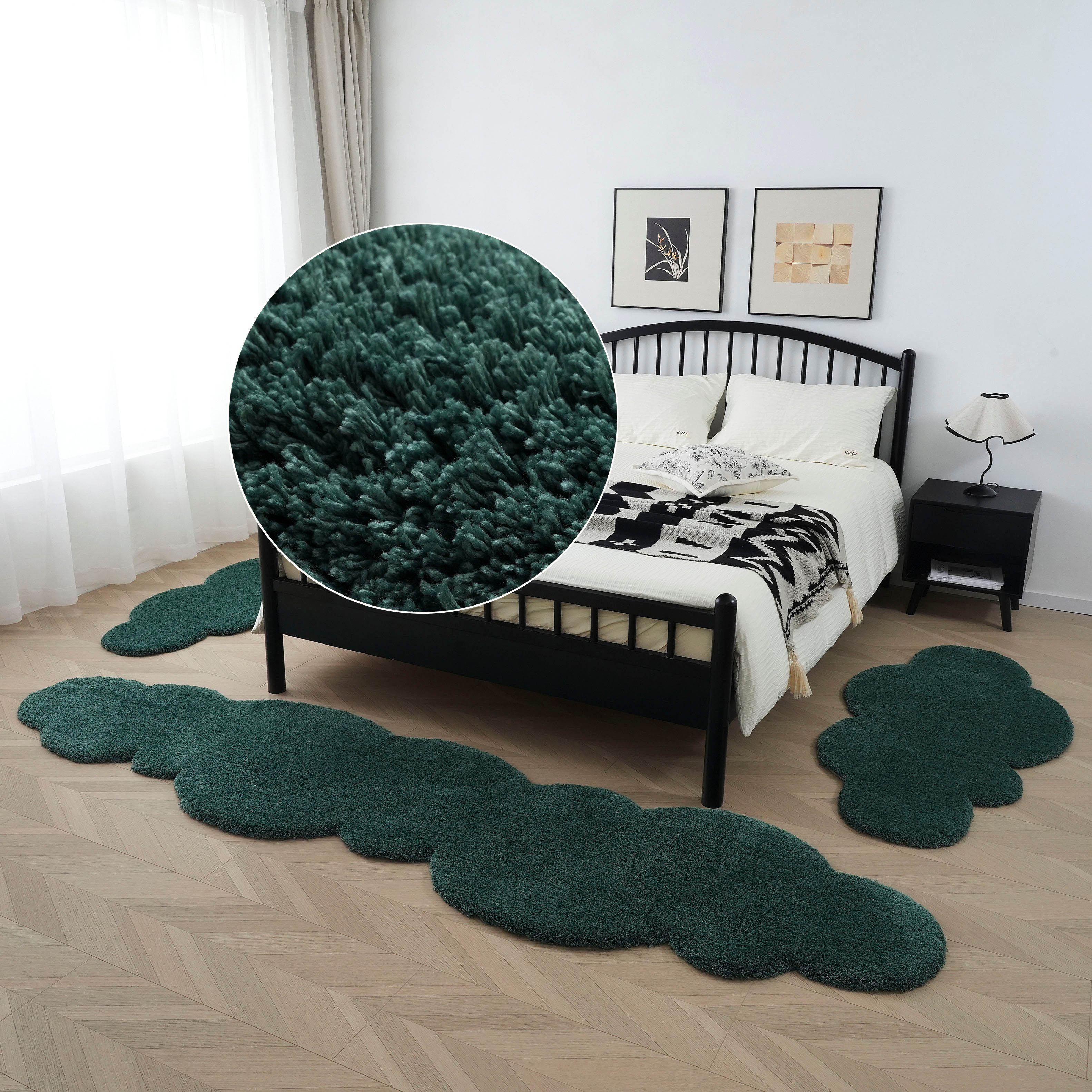 my home Set slaapkamerkleedjes Microvezeltapijt Magong, bijzonder zacht, zeer fijne pool Wolkvorm, uni slaapkamerkleed, loperset, slaapkamer, kinderkamer