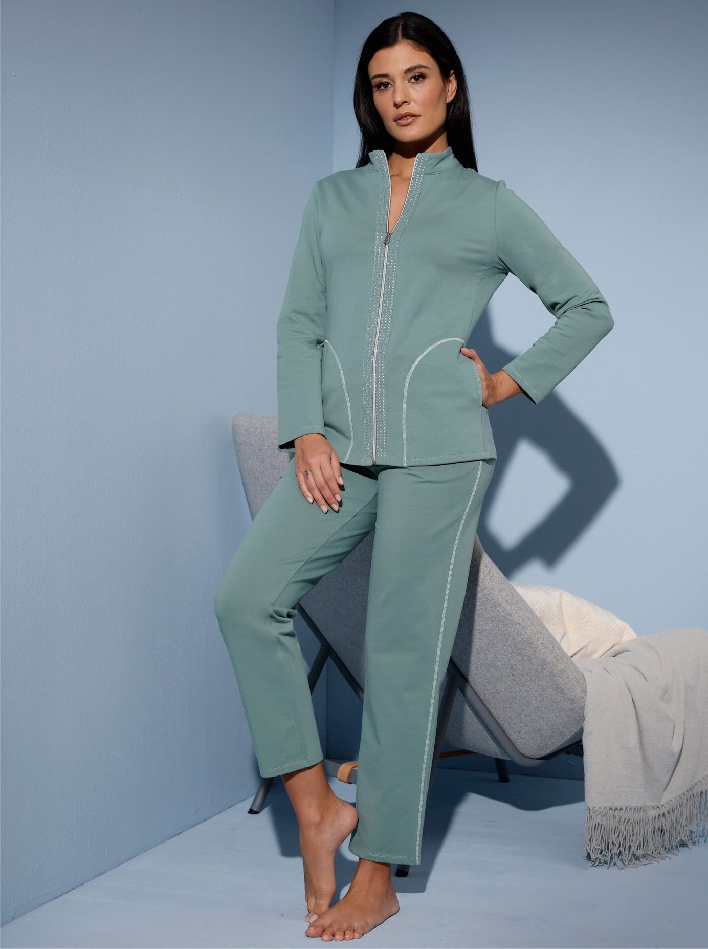 OTTO Lang jack dames loungewear maat 40/42 groen