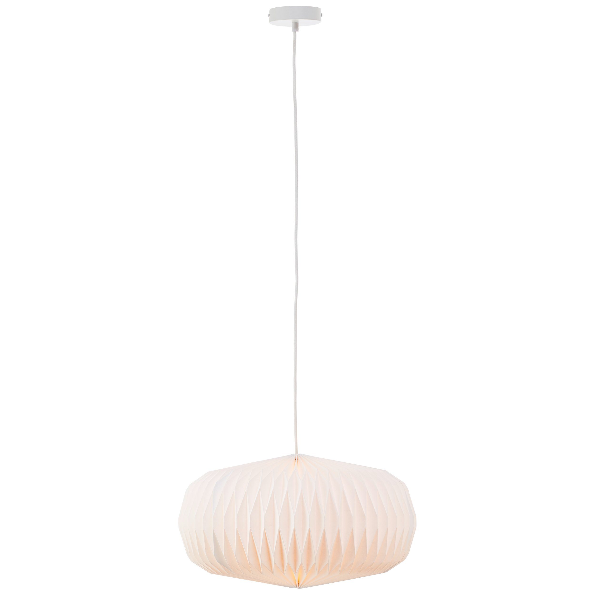 Brilliant Leuchten Hanglamp JUNE Ø 44 cm, 151 cm hoogte, E27, inkortbaar, papier/metaal, wit