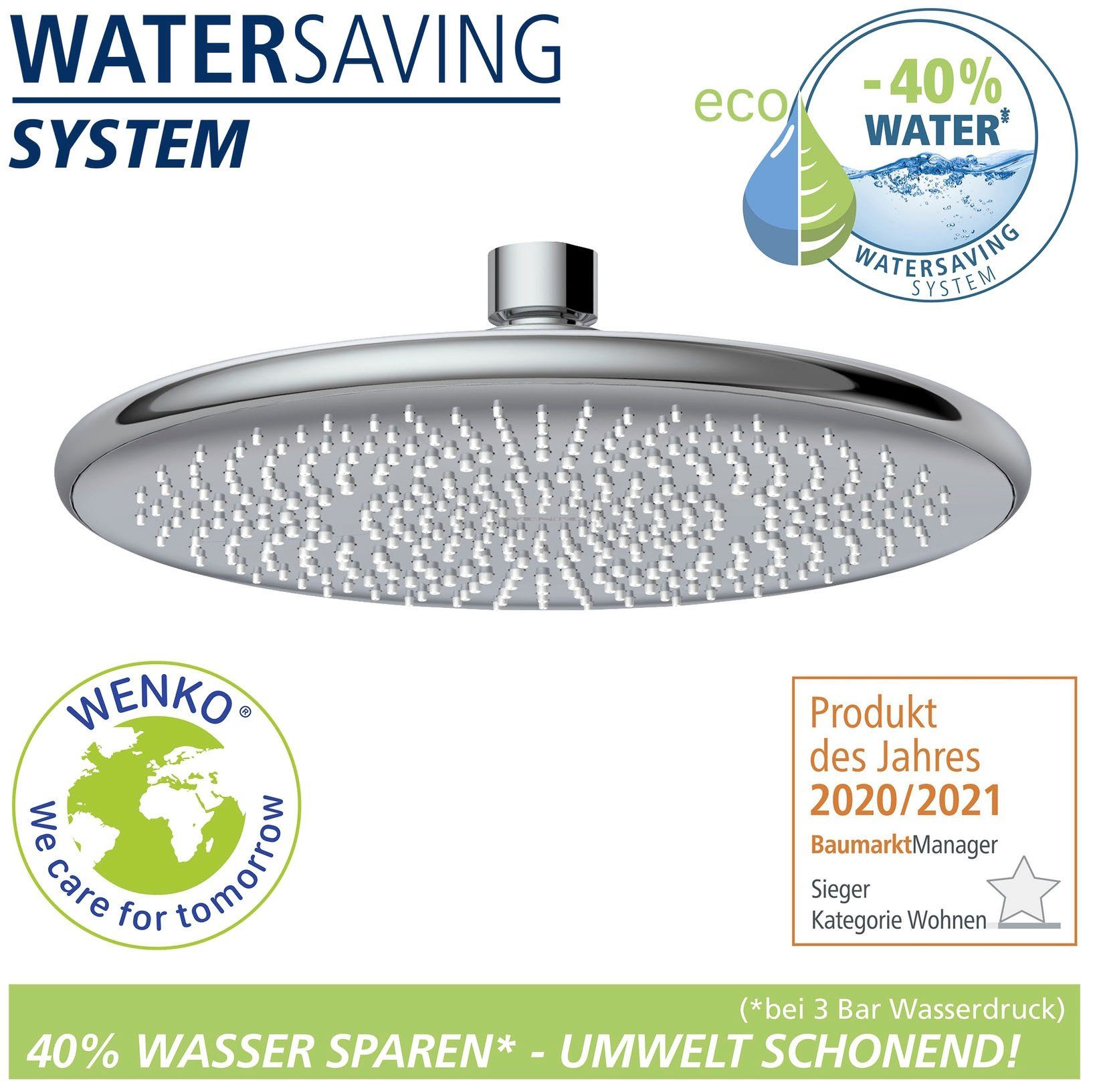 WENKO Regendouchekop Watersaving systeem Regendouchekop Watersaving, diameter 20 cm