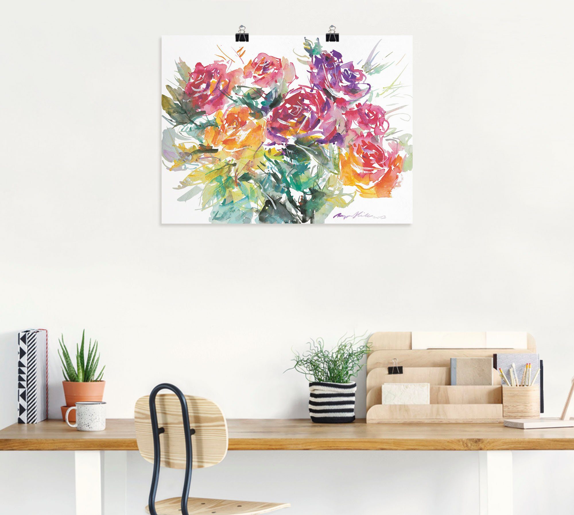 Artland Artprint Bos rozen als artprint op linnen, poster in verschillende formaten maten