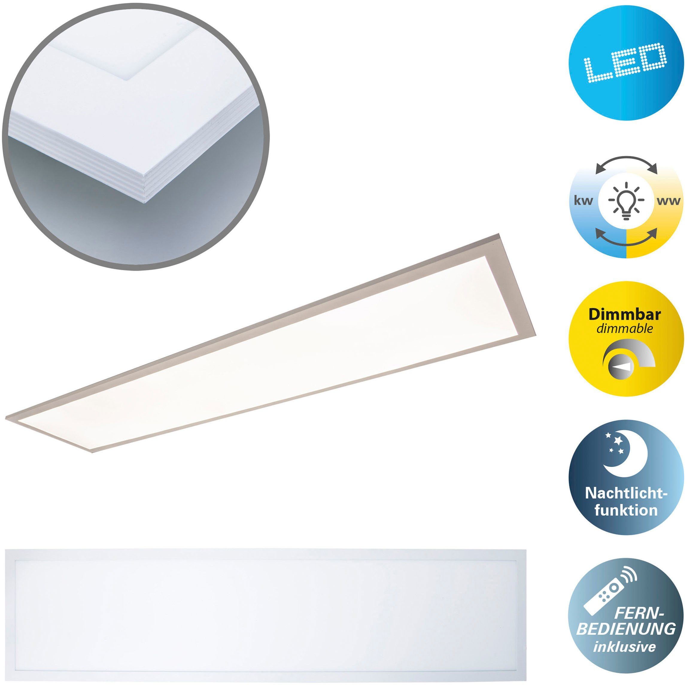 näve Ledscherm Nico Plafondlamp dimbaar, CCT, nachtlichtfunctie, lichtkleur verwisselbaar (1 stuk)
