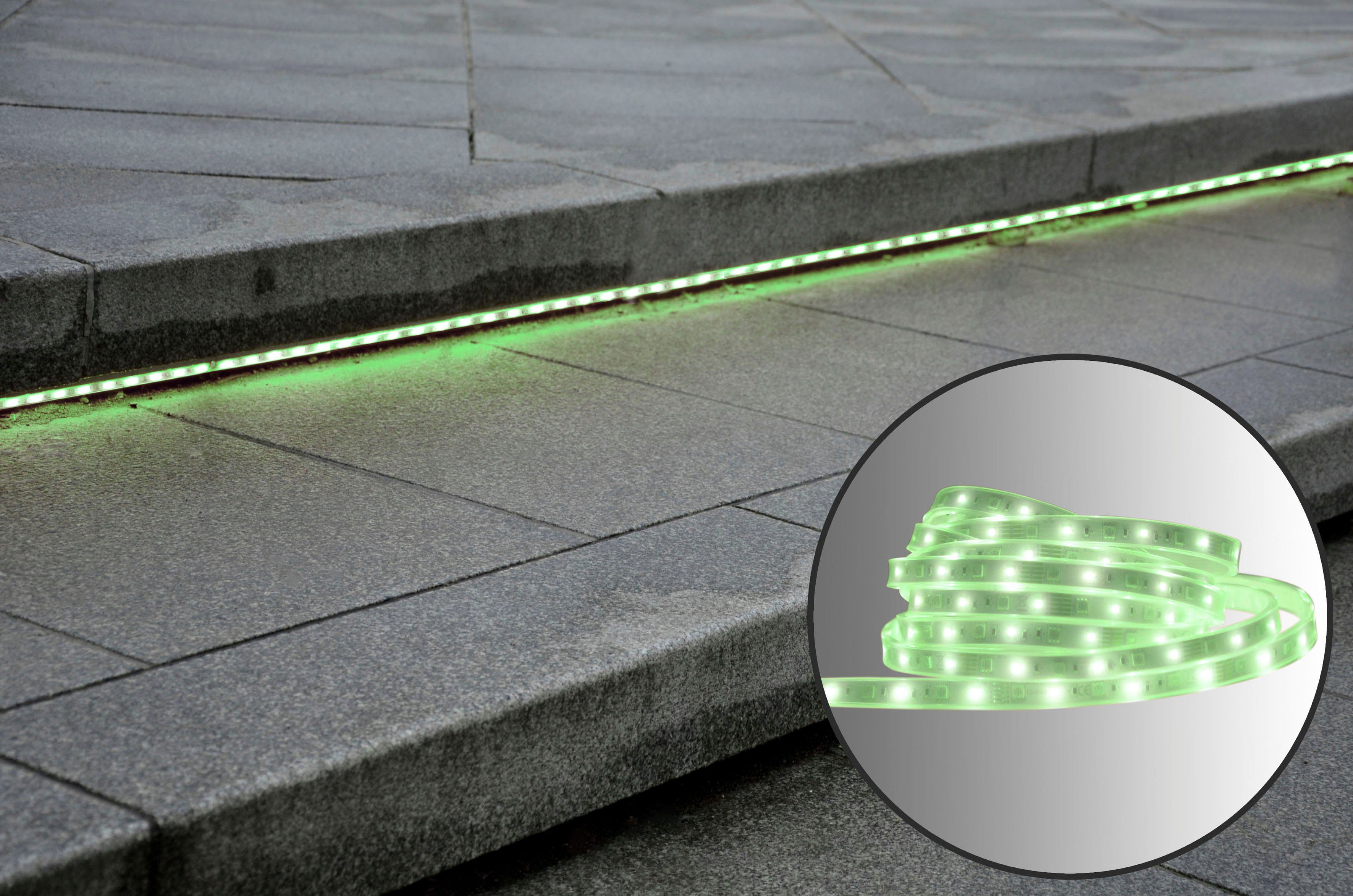 näve Led-strip Outdoor Kleurwisseling, dimfunctie, afstandsbediening, lengte 1000 cm, RGB, IP44 (1 stuk)