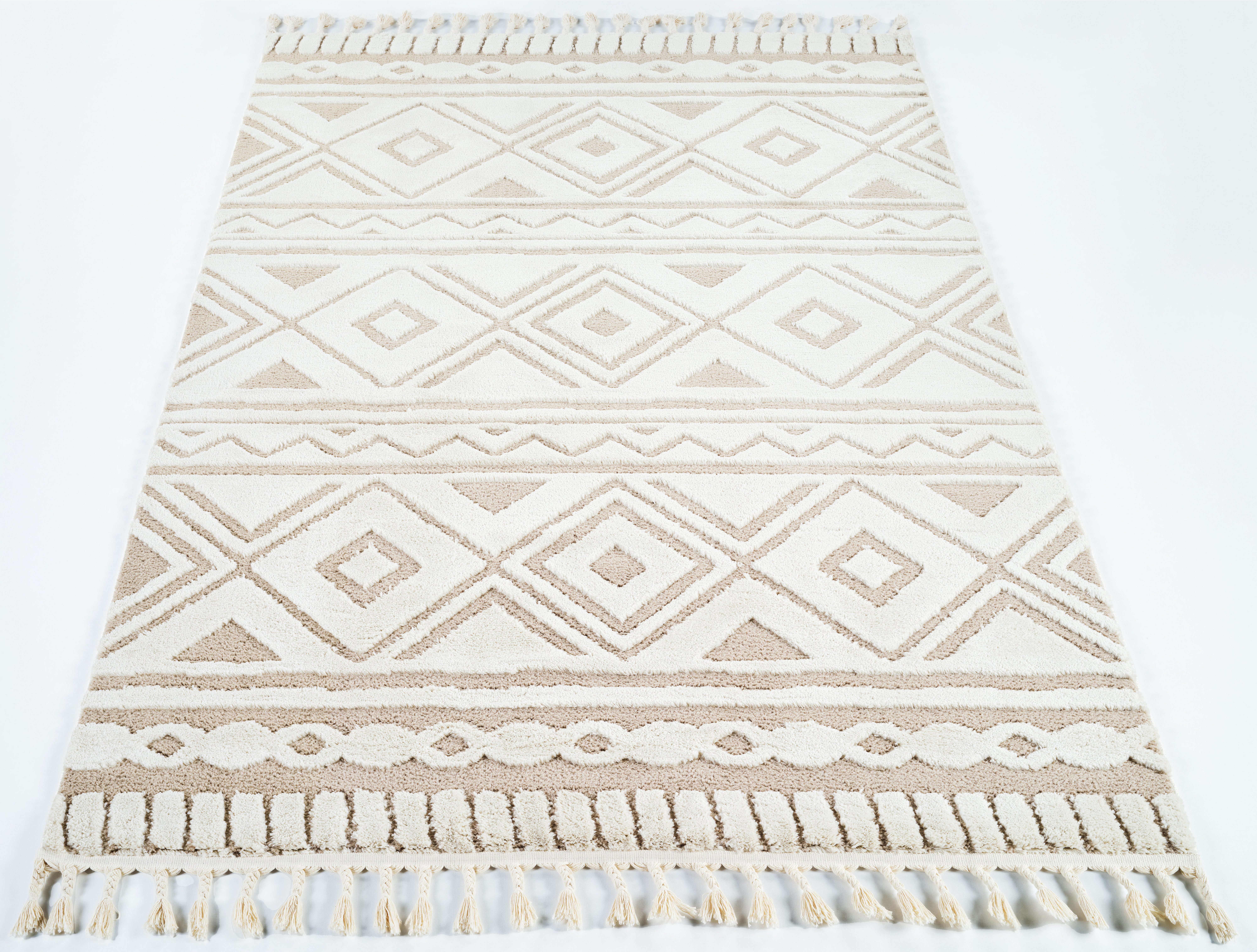 my home Vloerkleed Bonvo met franjes, hoog-laag structuur, woonkamer, slaapkamer, boho-stijl