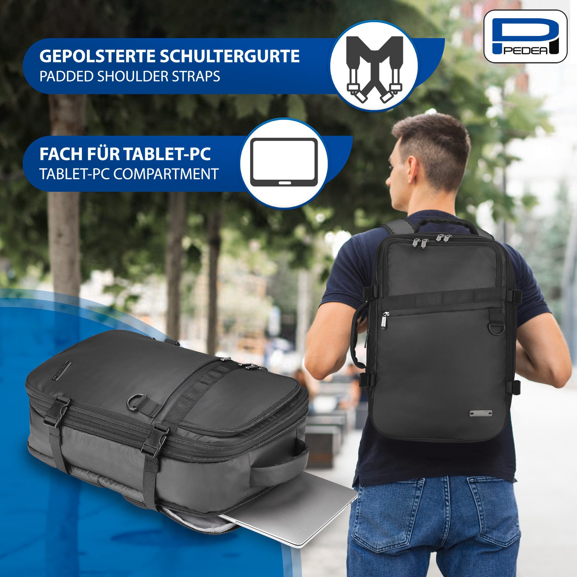 PEDEA Notebook rugzak Clutch 15,6 (39,6cm) met reisvak