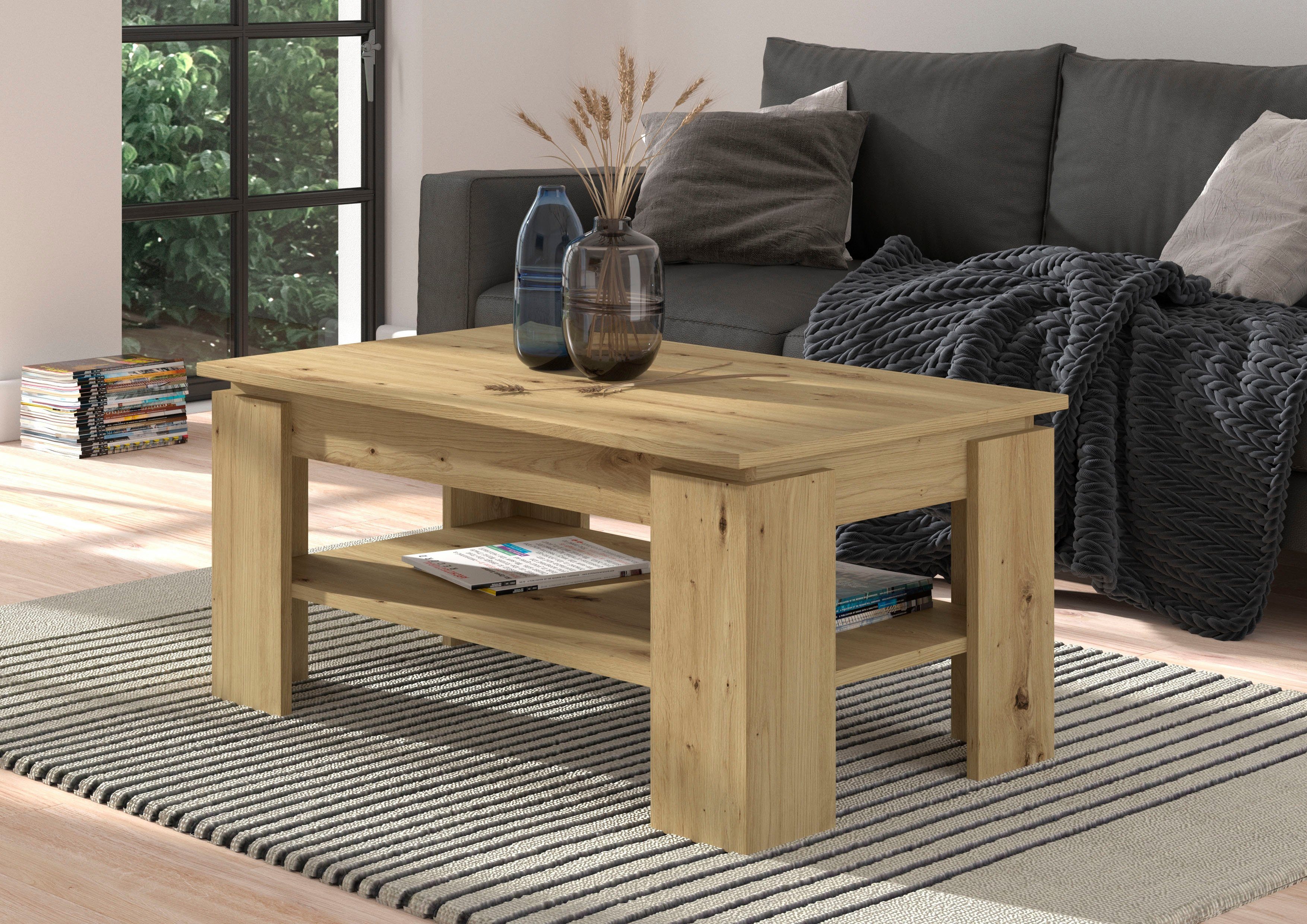 INOSIGN Salontafel Kalmar, rechthoekig, 100 x 60 cm, 1 Plank Salontafel, bijzettafel, koffietafel, woonkamer tafel, coffee table (1 stuk)