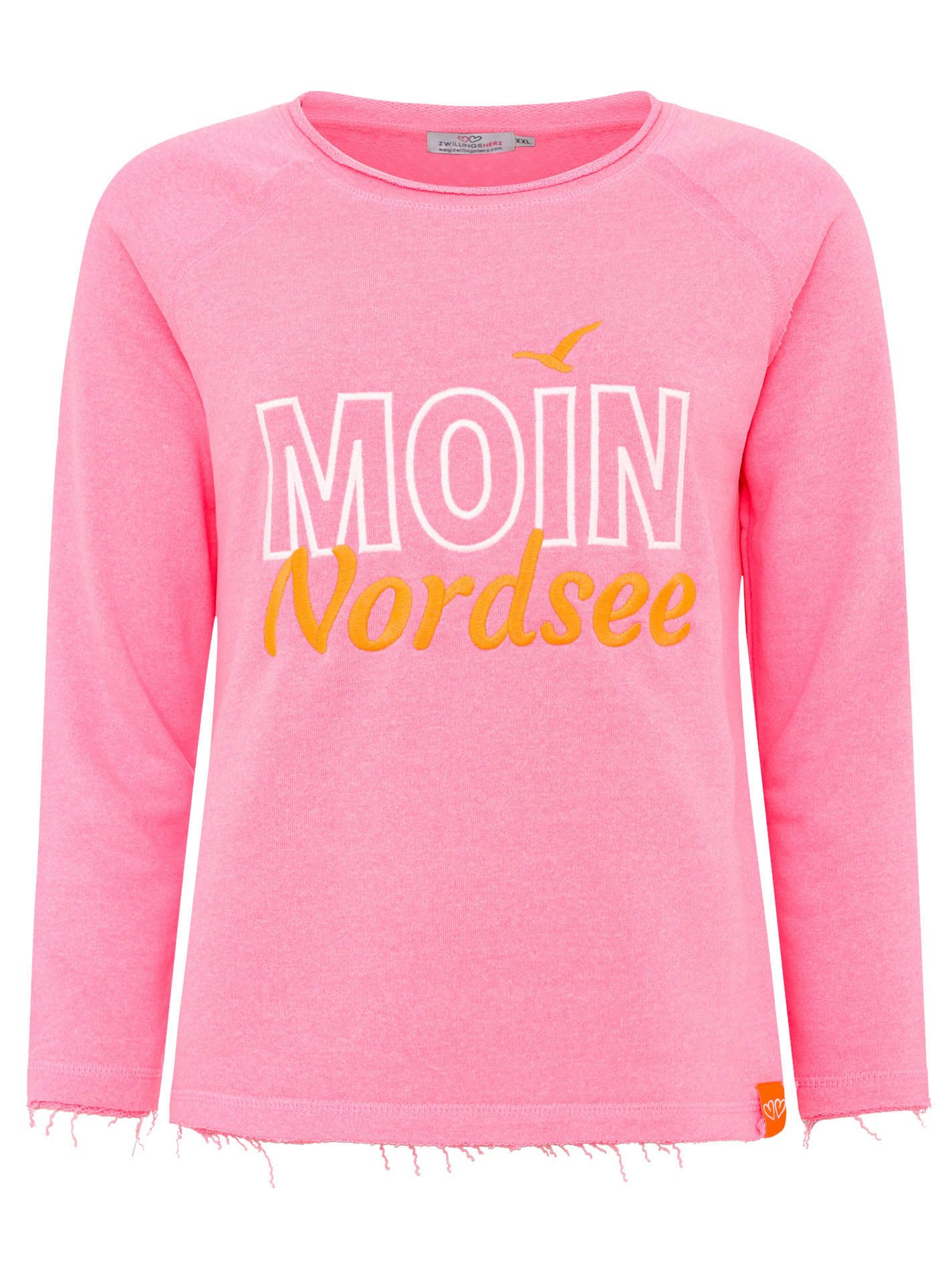 Zwillingsherz Sweatshirt Moin Noordzee met used-look randen