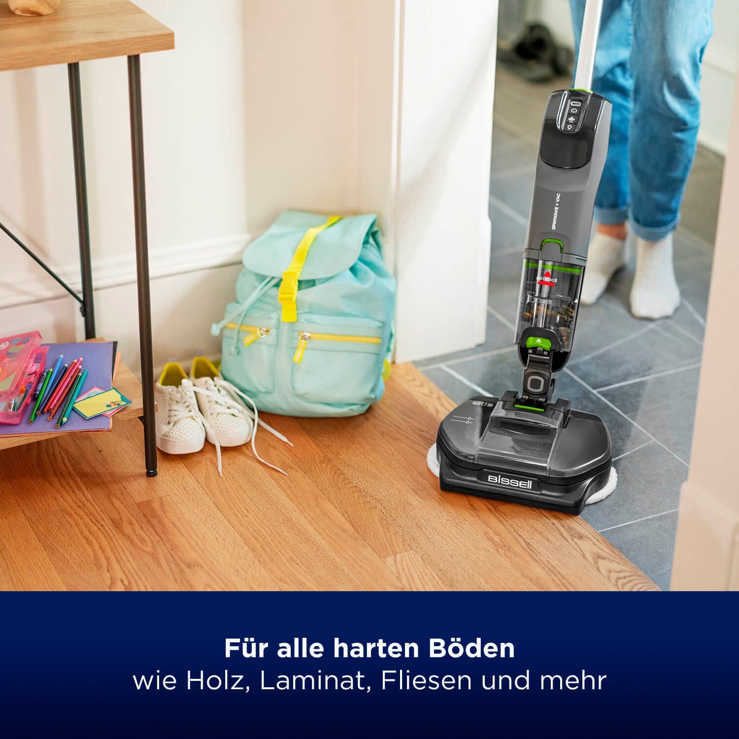Bissell Nat- en droogzuiger 3893N, SpinWave®+ Vac PET Select, stofvrij dweilen draadloos, voor alle harde vloeren, 3 reinigingsmodi inclusief zuigmodus