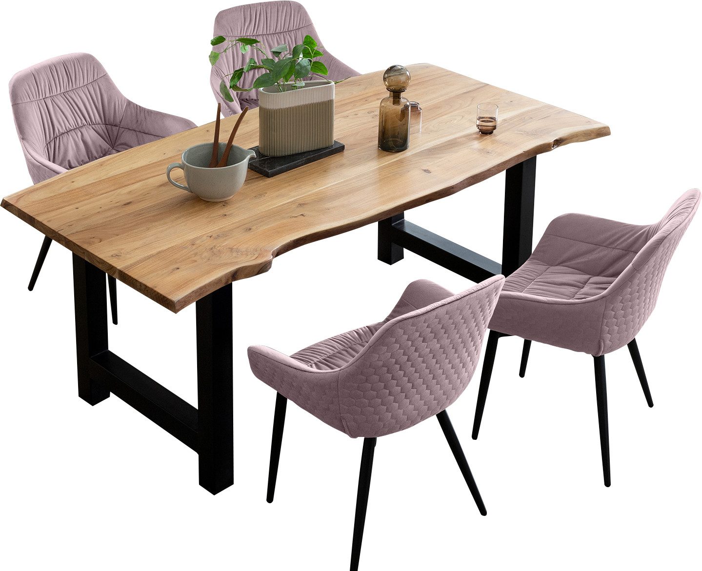 SalesFever Eethoek Massief hout geolied en tweevoudig gewaxt (set, 5-delig)