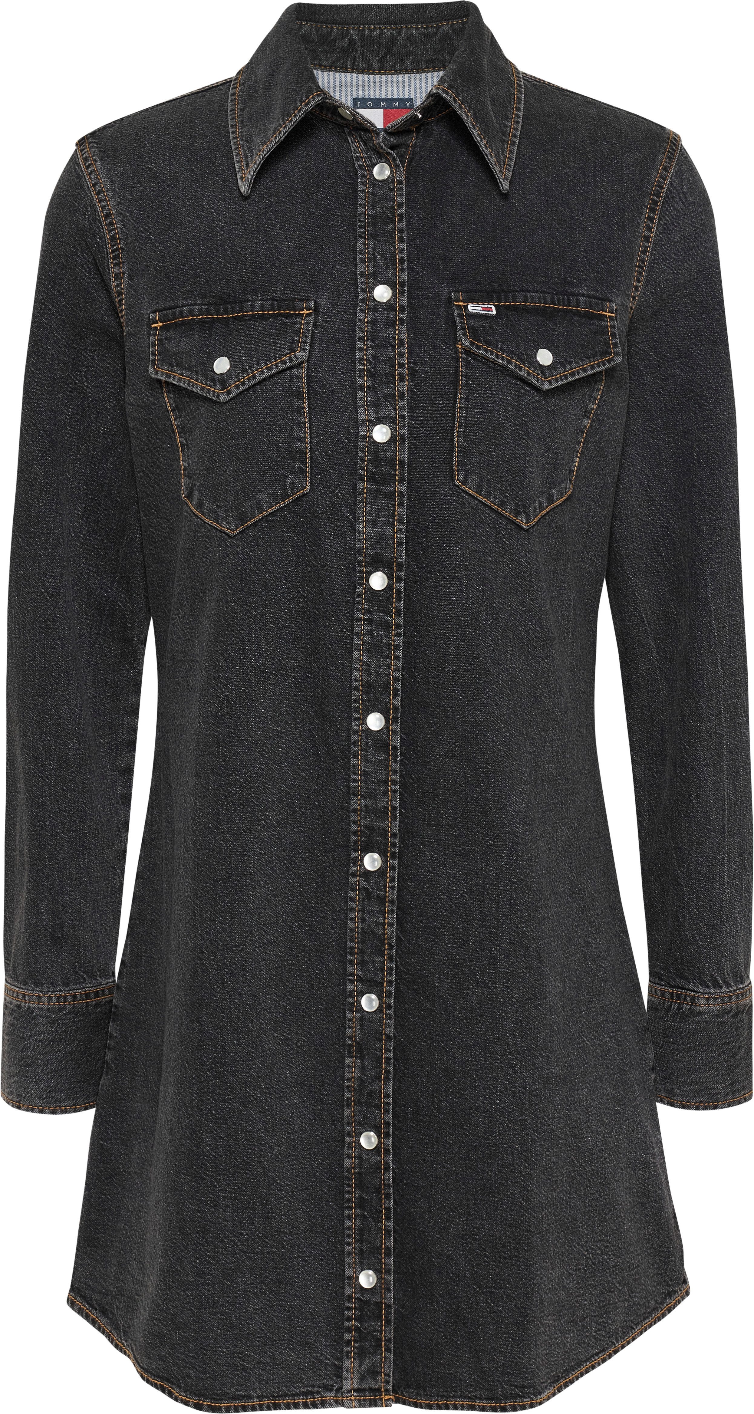 TOMMY JEANS jurk RGLR WESTERN DRESS WASHED BLACK