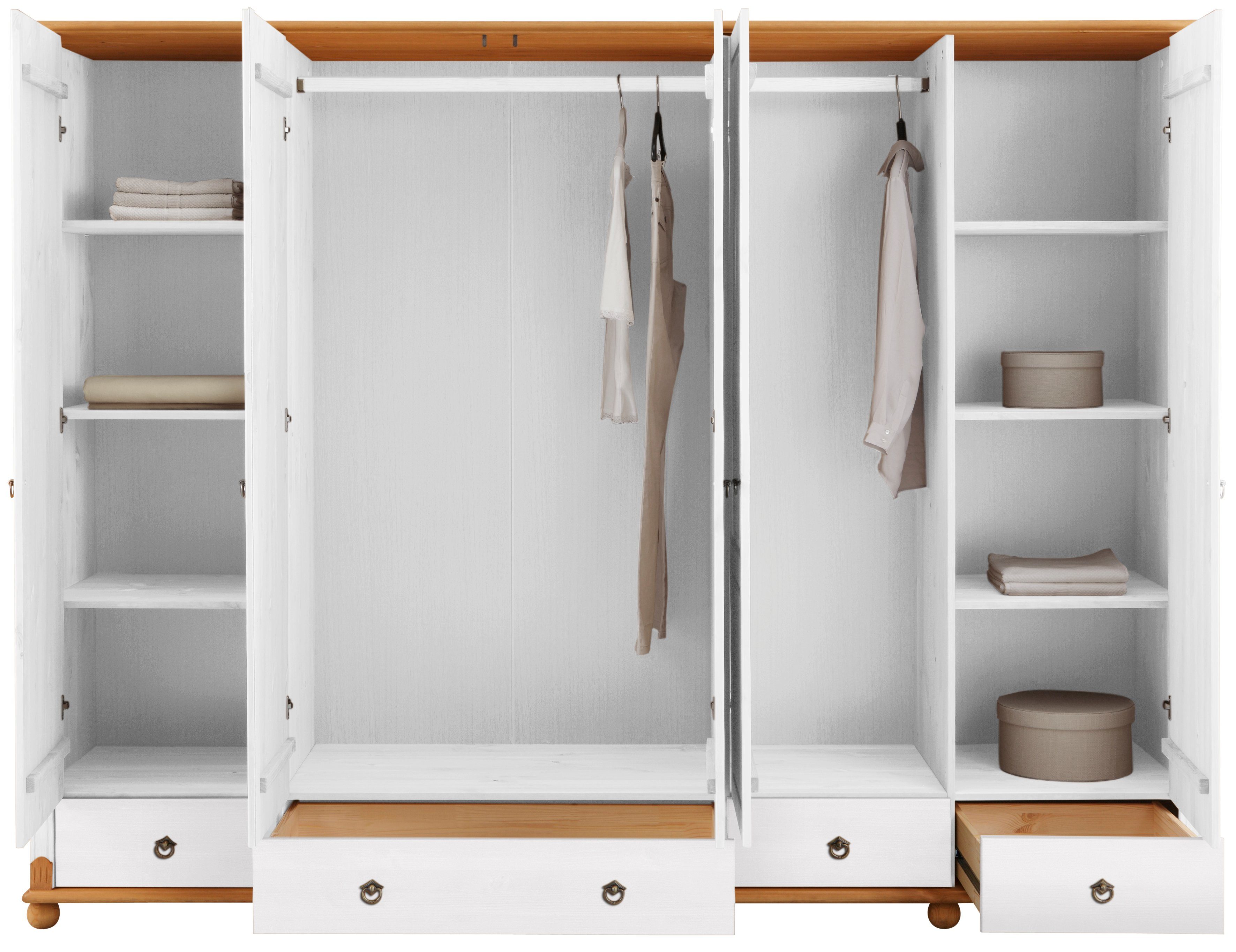 Home affaire Kledingkast TESSIN Breedte 245 cm, massief grenen, met spiegel
