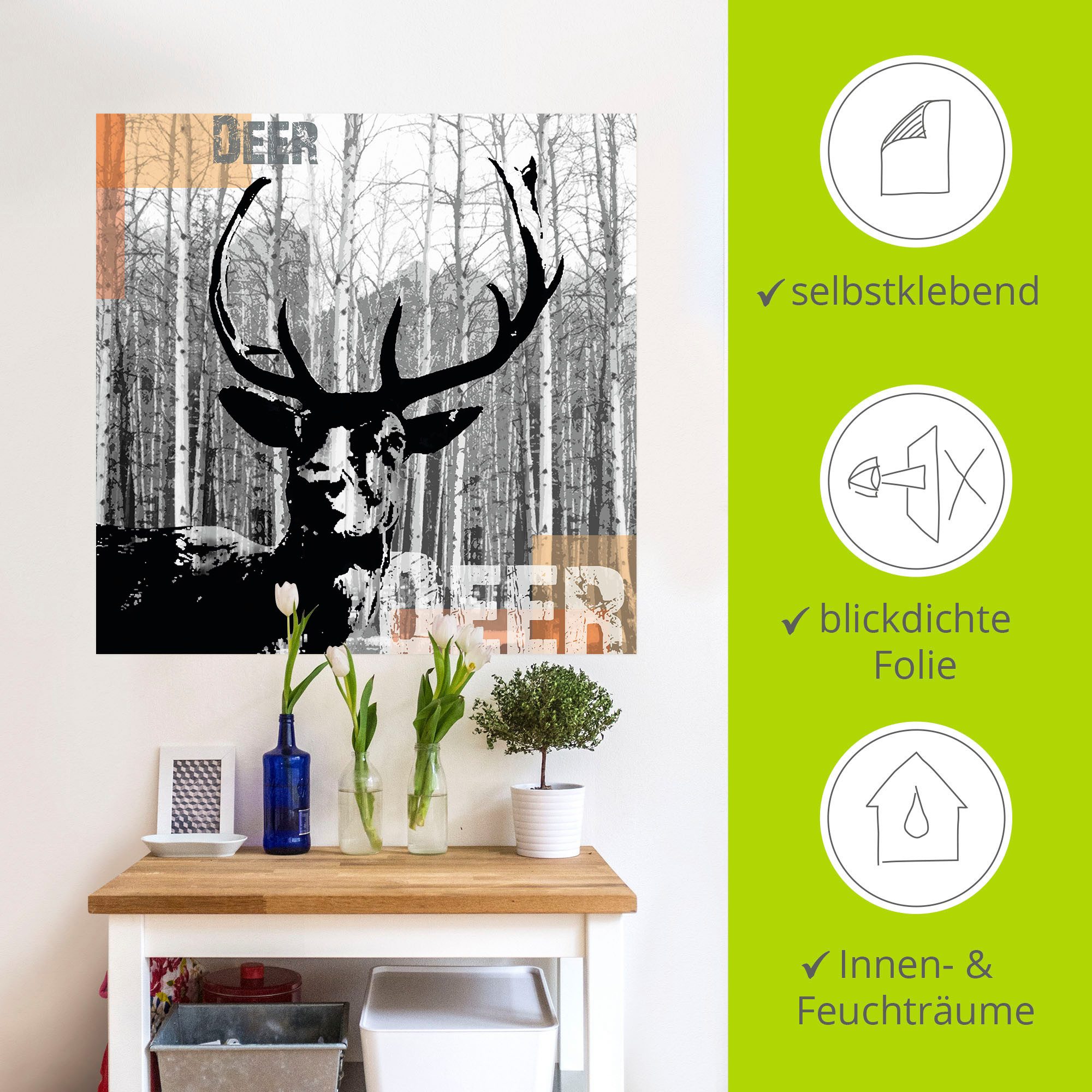 Artland Artprint Edelhert collage als artprint op linnen, poster, muursticker in verschillende maten