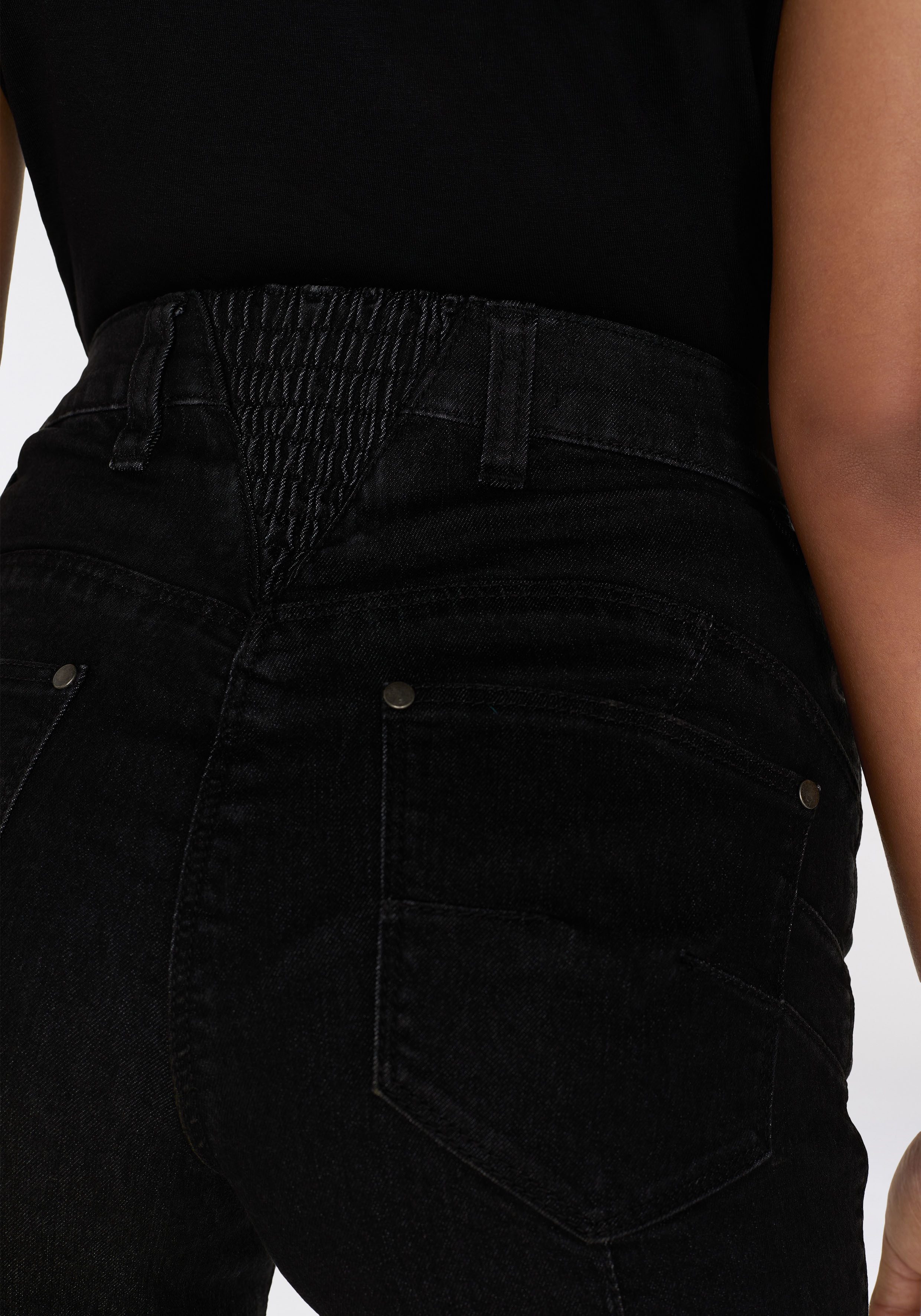 Arizona Jeansbermuda wijde pasvorm korte pasvorm hoge taille