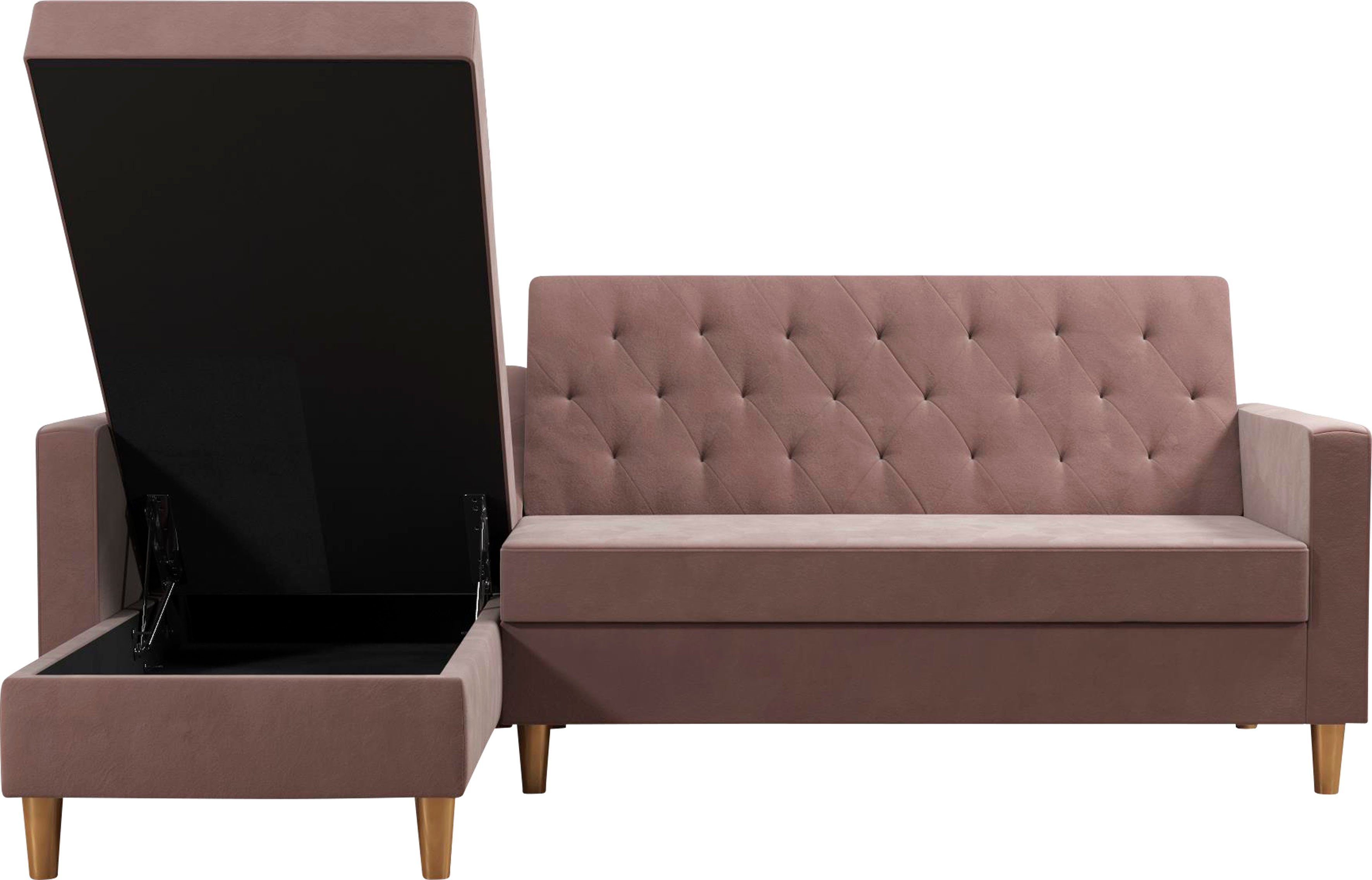 CosmoLiving by Cosmopolitan Hoekbank Liberty, L-vorm met slaapfunctie, récamier aan beide kanten te monteren, zithoogte 43 cm