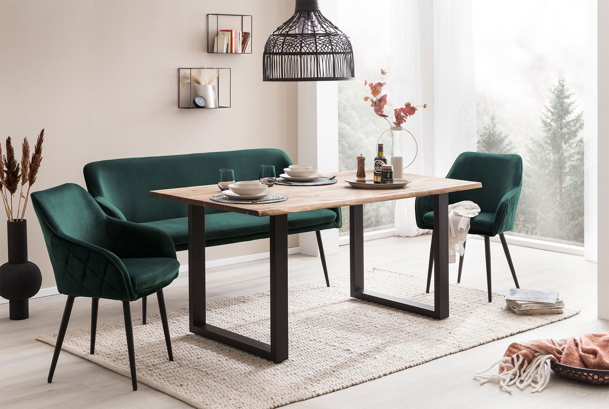 SalesFever Eethoek Rugvlak met ingewikkelde ruitstepping (set, 6-delig)