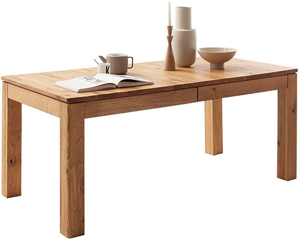 MCA furniture Eettafel ETNA 4-poot tafel Massief hout, doorlopende lamel, blokvoet 10x10 cm, tafelblad 2,5 cm