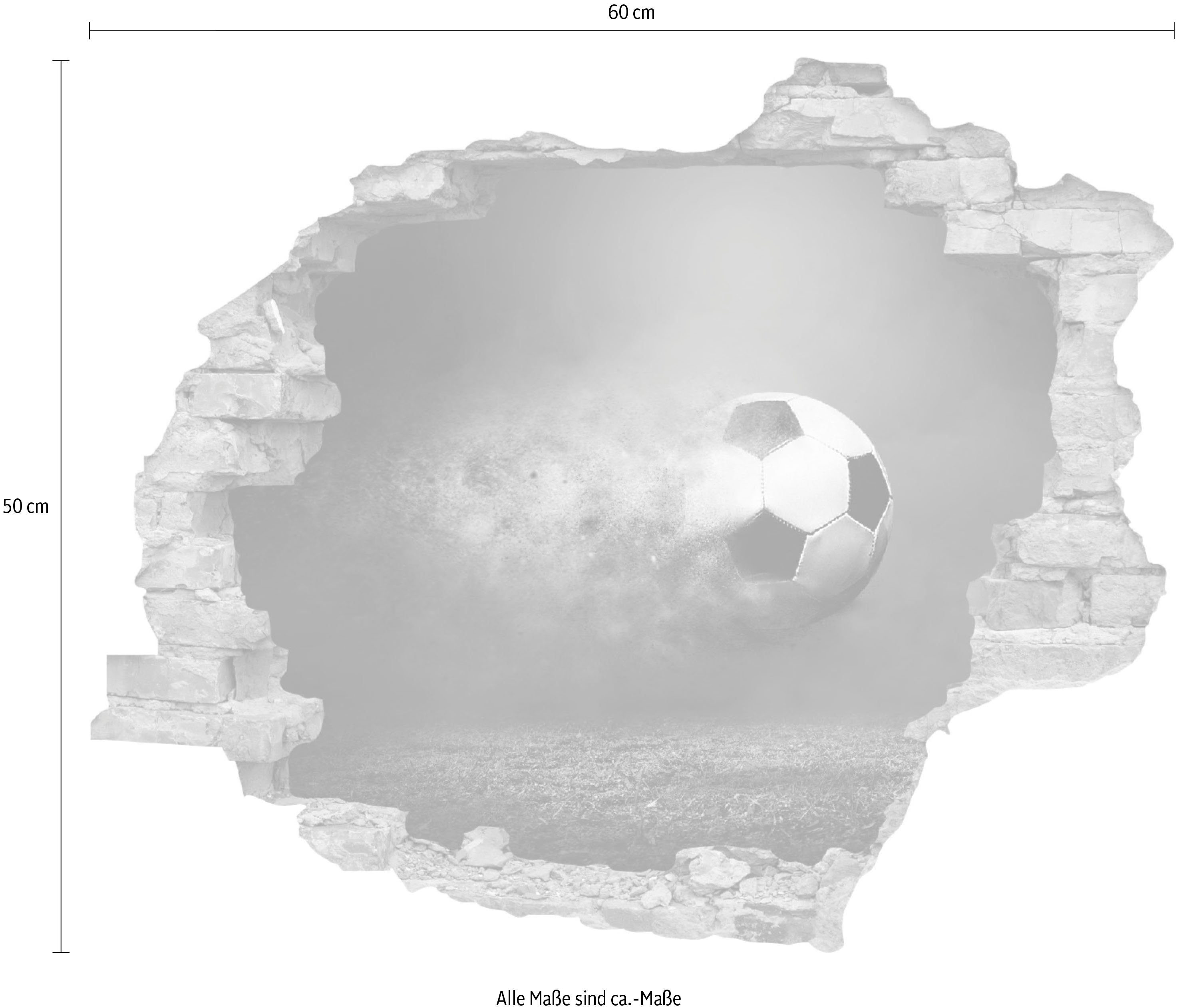 queence Wandfolie Voetbal Muursticker, muurdecoratie, zelfklevend, 3D, muurdurchbraak (1 stuk)