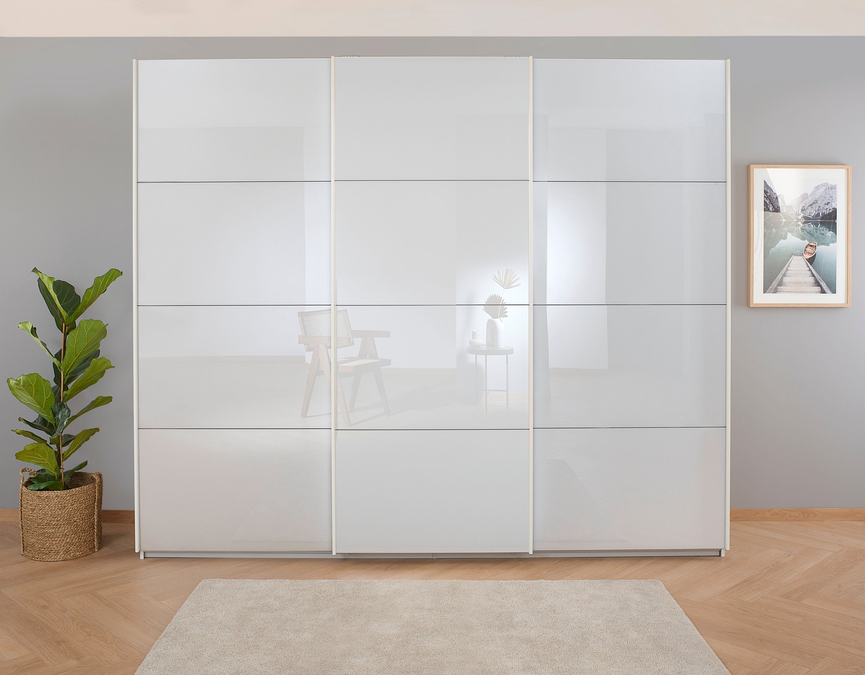 rauch Zweefdeurkast Koluna Glazen front, inclusief 2 lades en extra planken