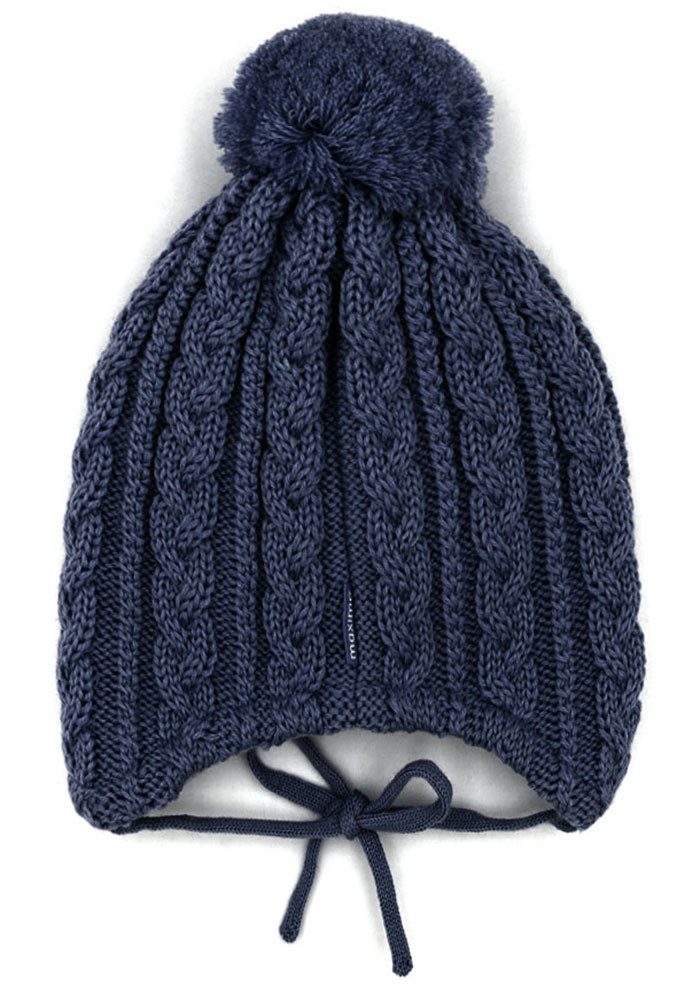 MAXIMO Gebreide muts met kabelbrei-patroon met pompon en bindband