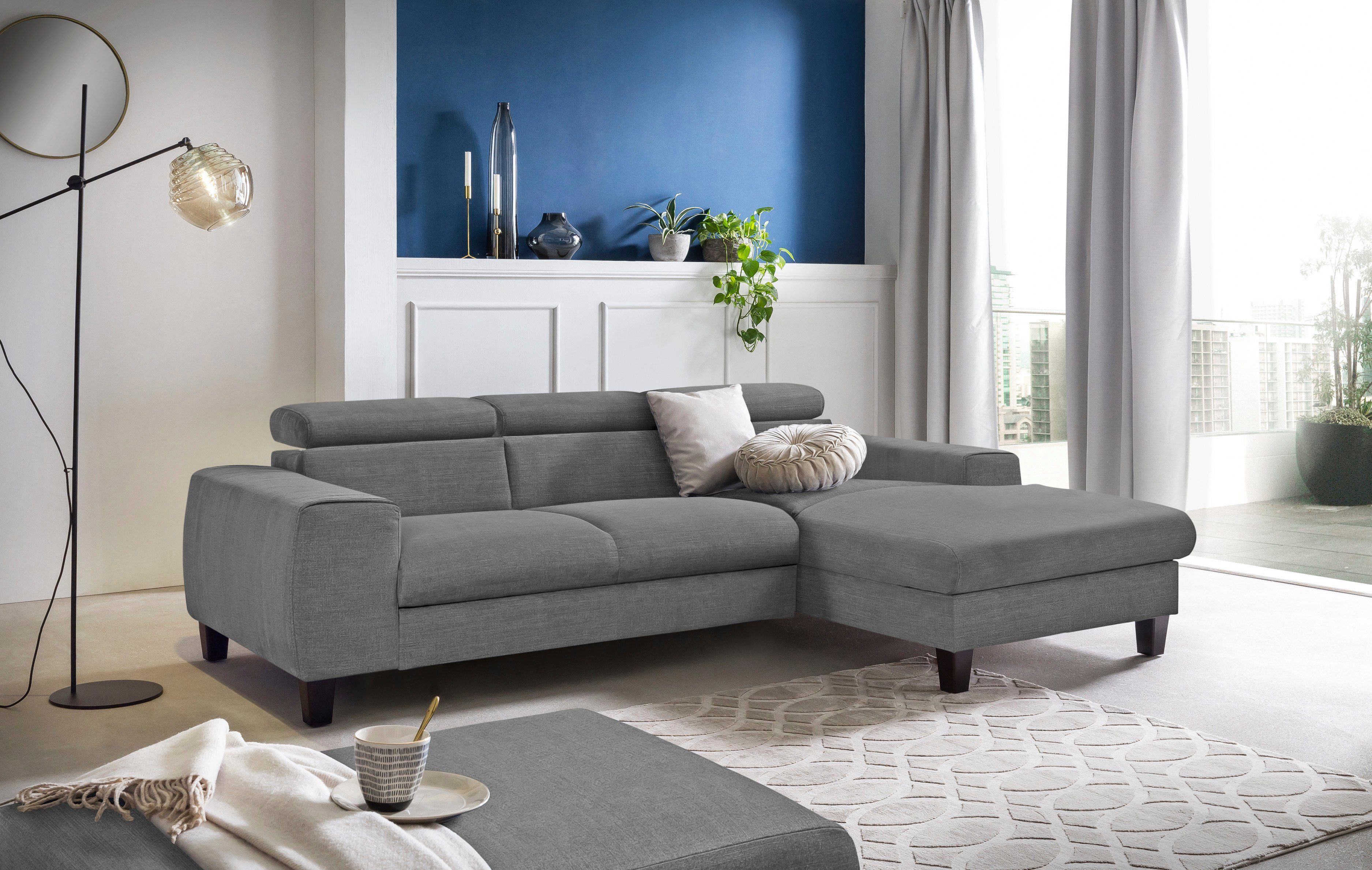 COTTA Hoekbank Morven L-vorm met hoofdeindeverstelling keuze met bedfunctie, bedlade & draadloze oplader