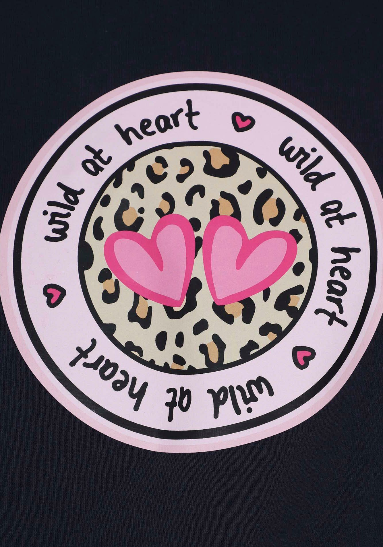 Zwillingsherz Sweatshirt met "wild at heart"-druk en geborduurde details