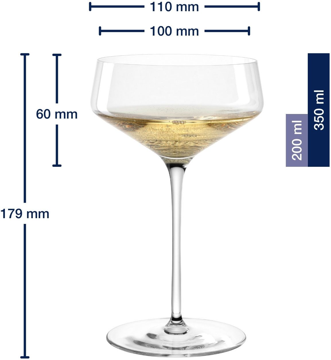 LEONARDO Champagneglas Champagne schaal PUCCINI, 350 ml, 6-stuks set (set)