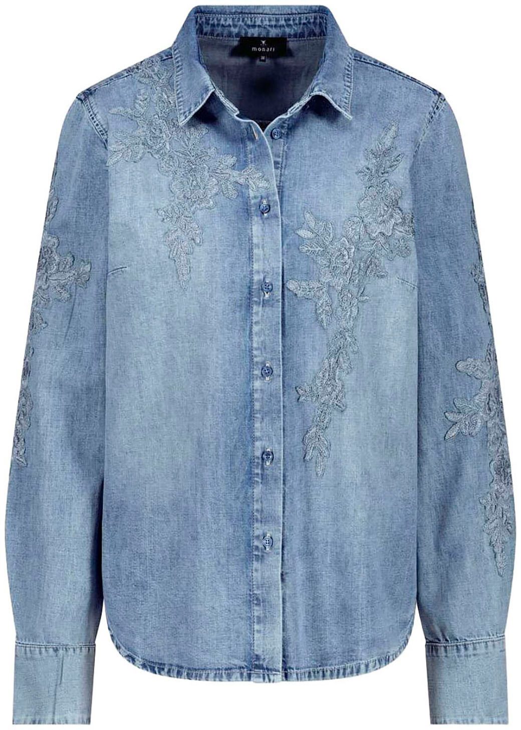 Monari Jeans blouse Blouse jeans met kant