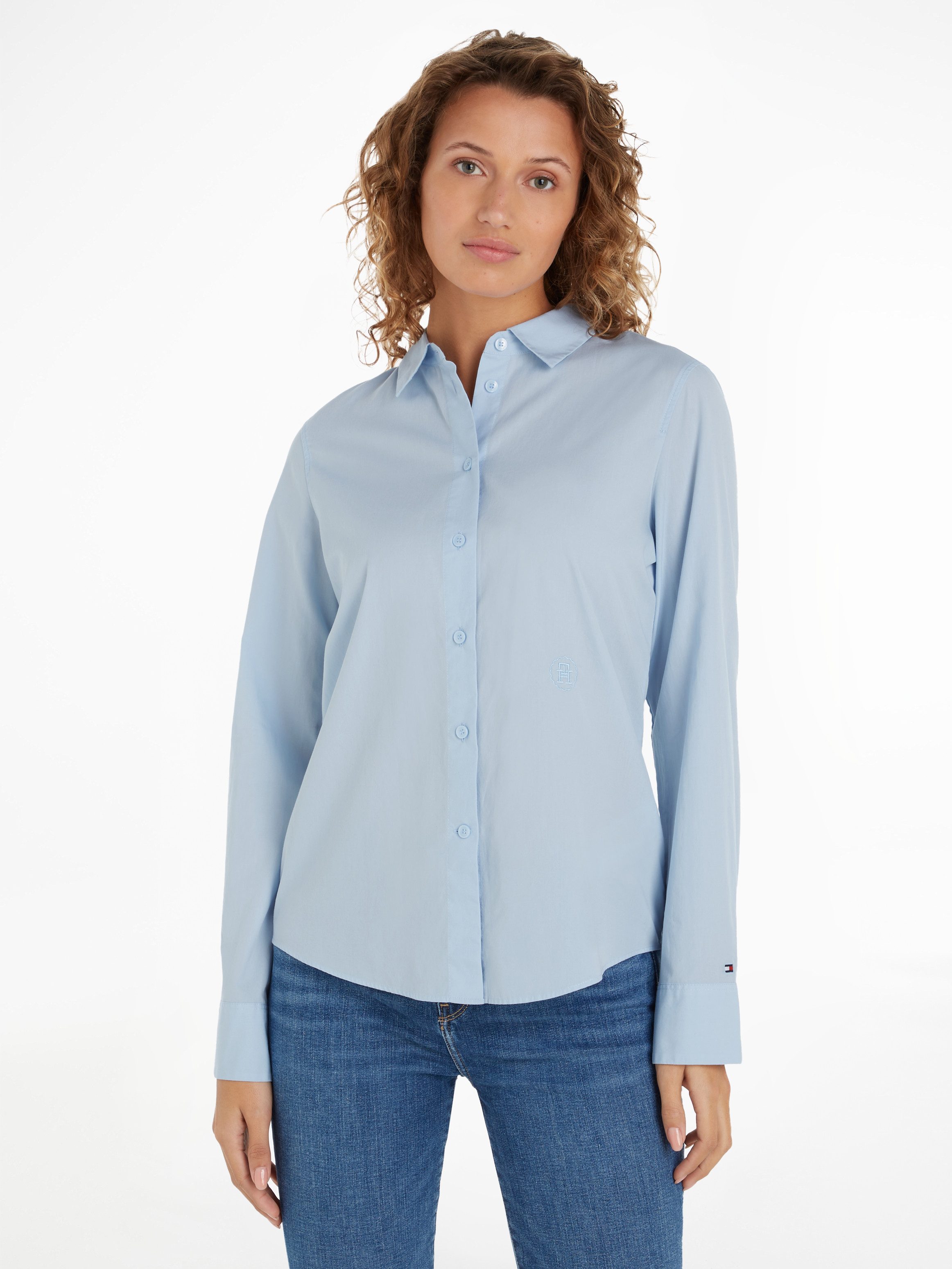 Tommy Hilfiger Overhemdblouse ESS POPLIN REGULAR SHIRT met popeline geborduurd logo