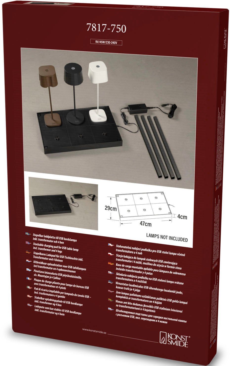 KONSTSMIDE Led-tafellamp Ladestation Oplaadstation voor USB bureau lampen incl. transformator (2 stuks)