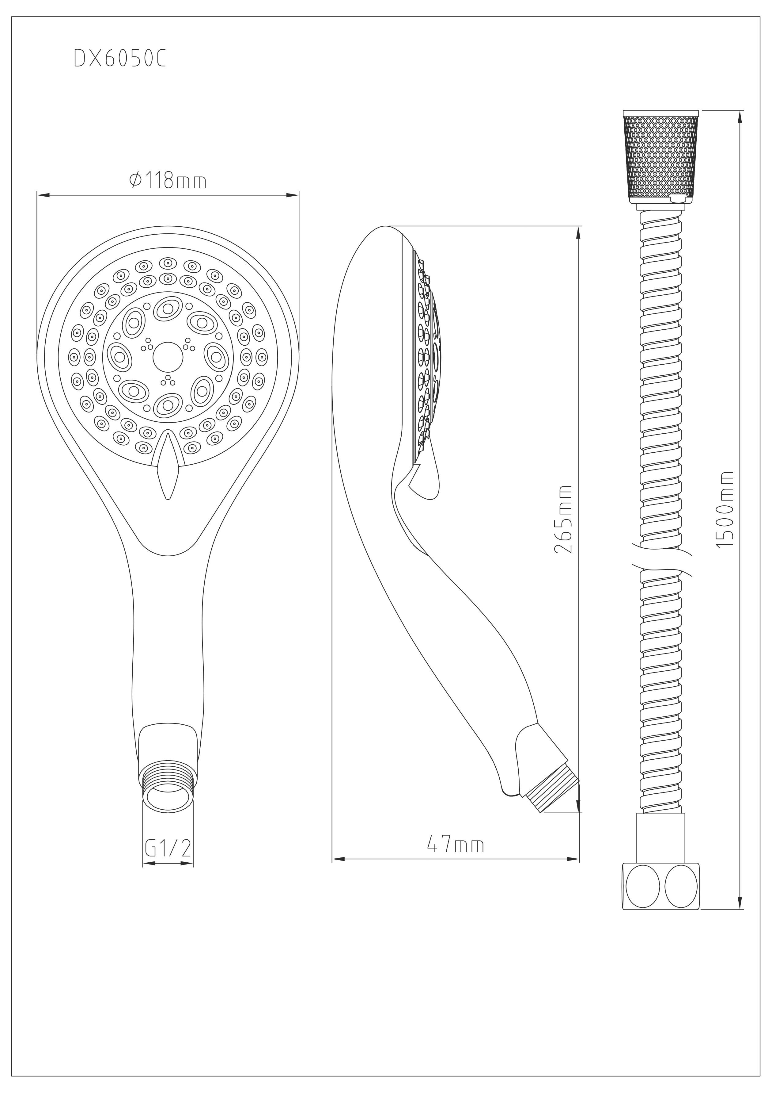 Eisl Handsproeier Welly Douchekop met slang en 5 functies, chroom (set)