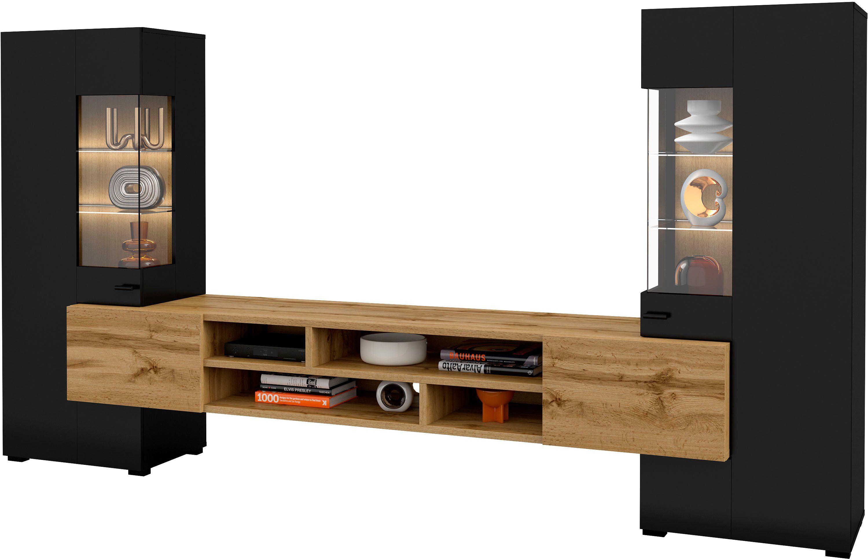INOSIGN Wandmeubel Coby Breedte 270 cm tv-wandmeubels zwart