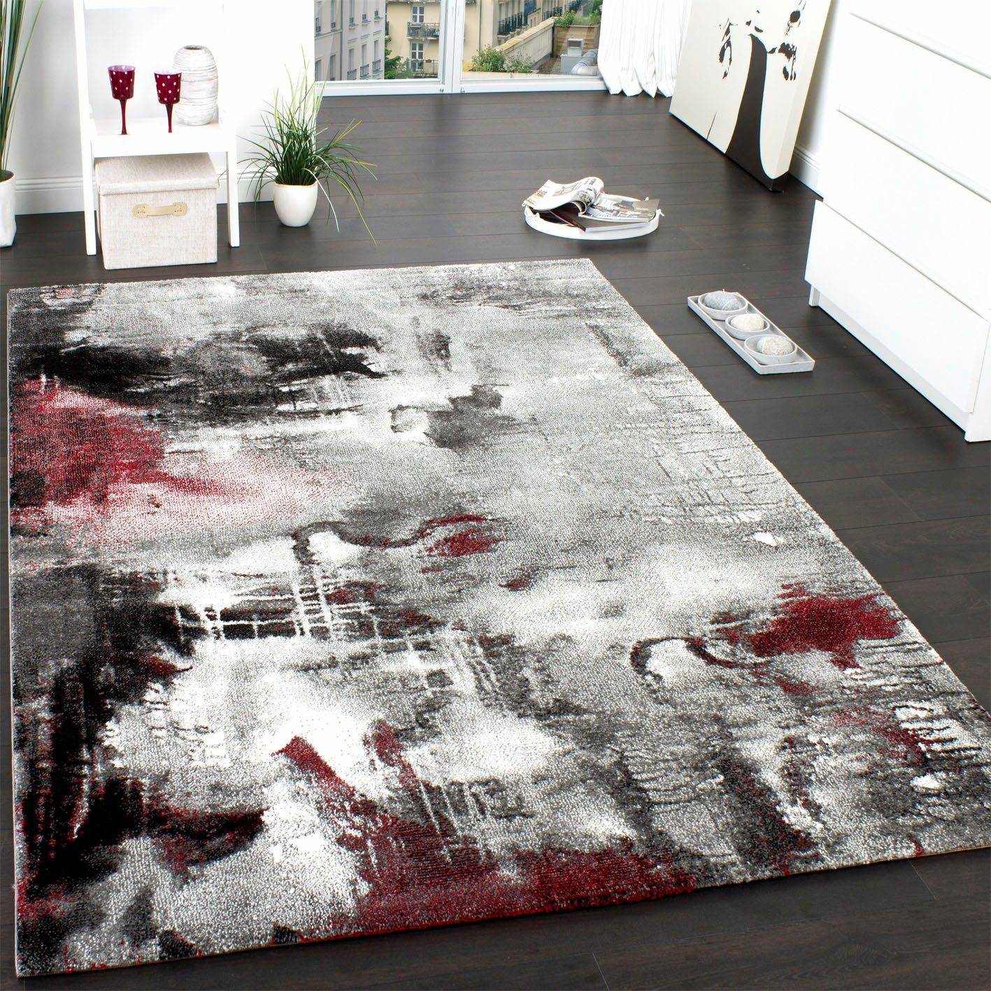 Paco Home Vloerkleed Canvas 754 Korte pool, modern design, met Arizona linnen-look
