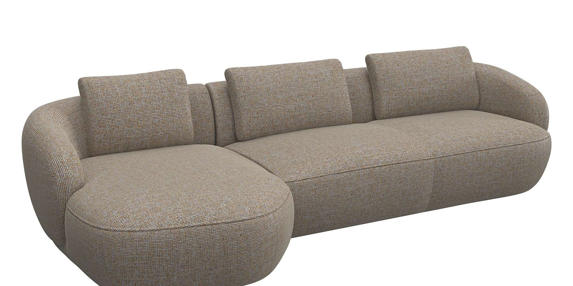 FLEXLUX Zithoek Torino, rond, L-vorm, bankhoek met recamière, longchair-sofa