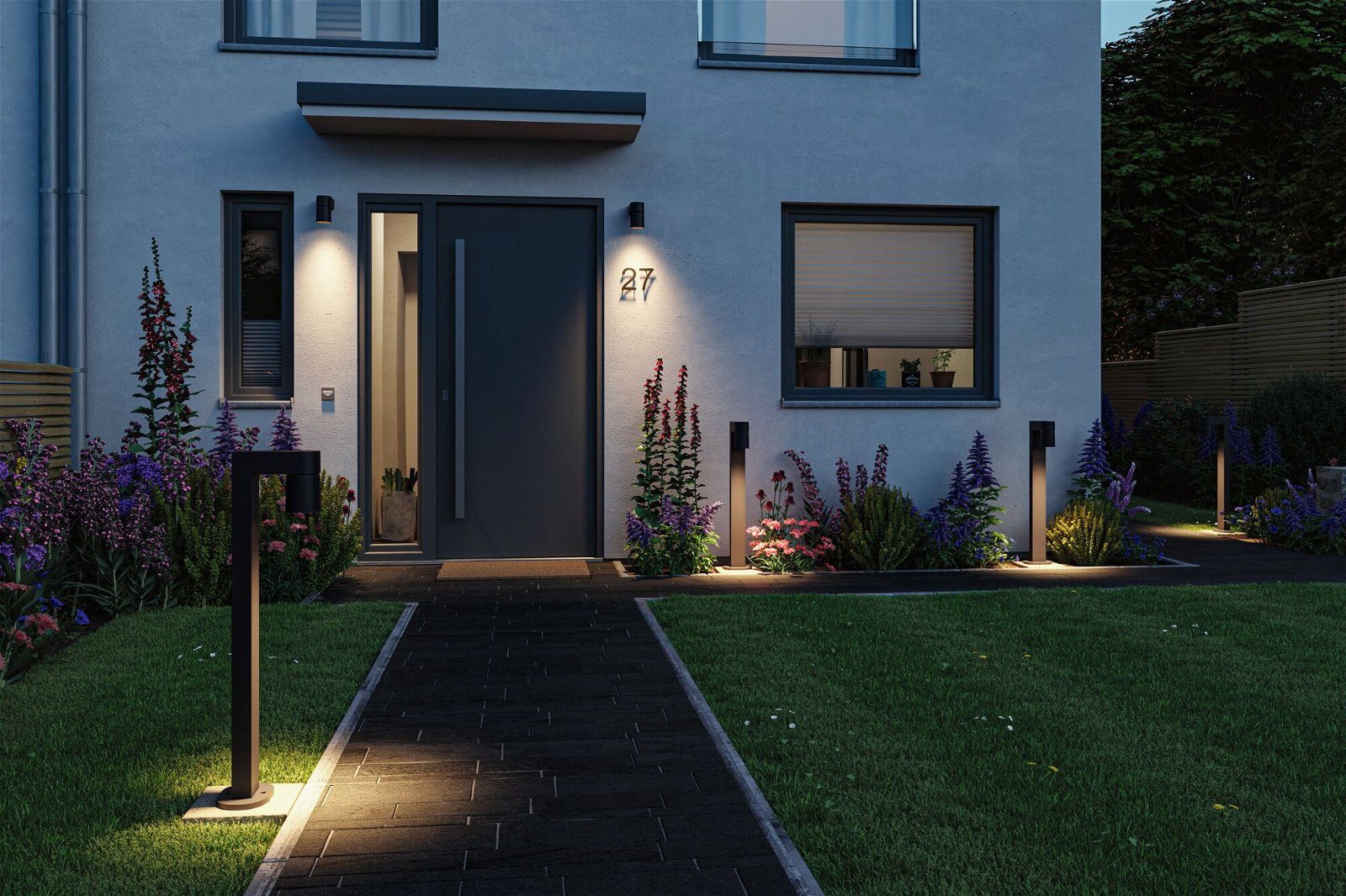 Paulmann Led-bolderlamp Kimu IP44 822mm 3000K 8W 500lm 230V 70° Antraciet Aluminium (1 stuk)