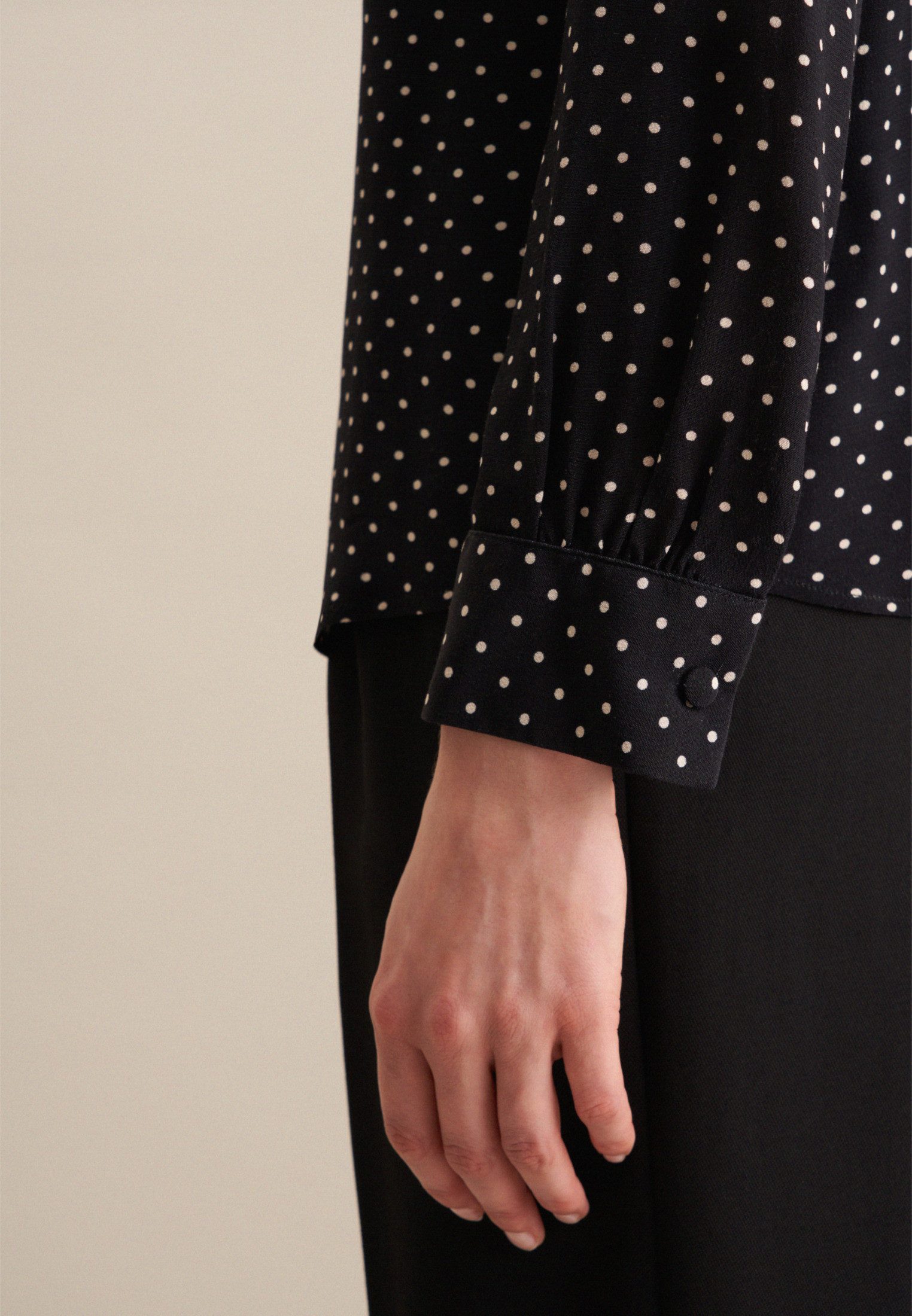 seidensticker Blouse met kraagstrik Lange mouwen kraag stippen