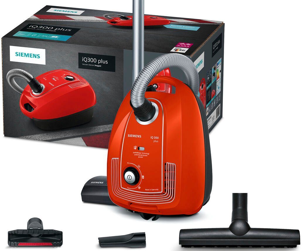SIEMENS Stofzuiger Plus Limited Edition iQ300 VSP3AAAA, rood hoge zuigkracht, lange kabel, speciale hardvloerzuiger, kierenzuiger, rood
