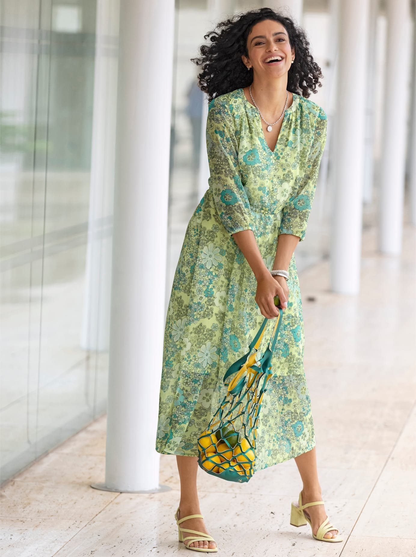 Classic Inspirationen Gedessineerde jurk dames jurken met print maat 40 groen