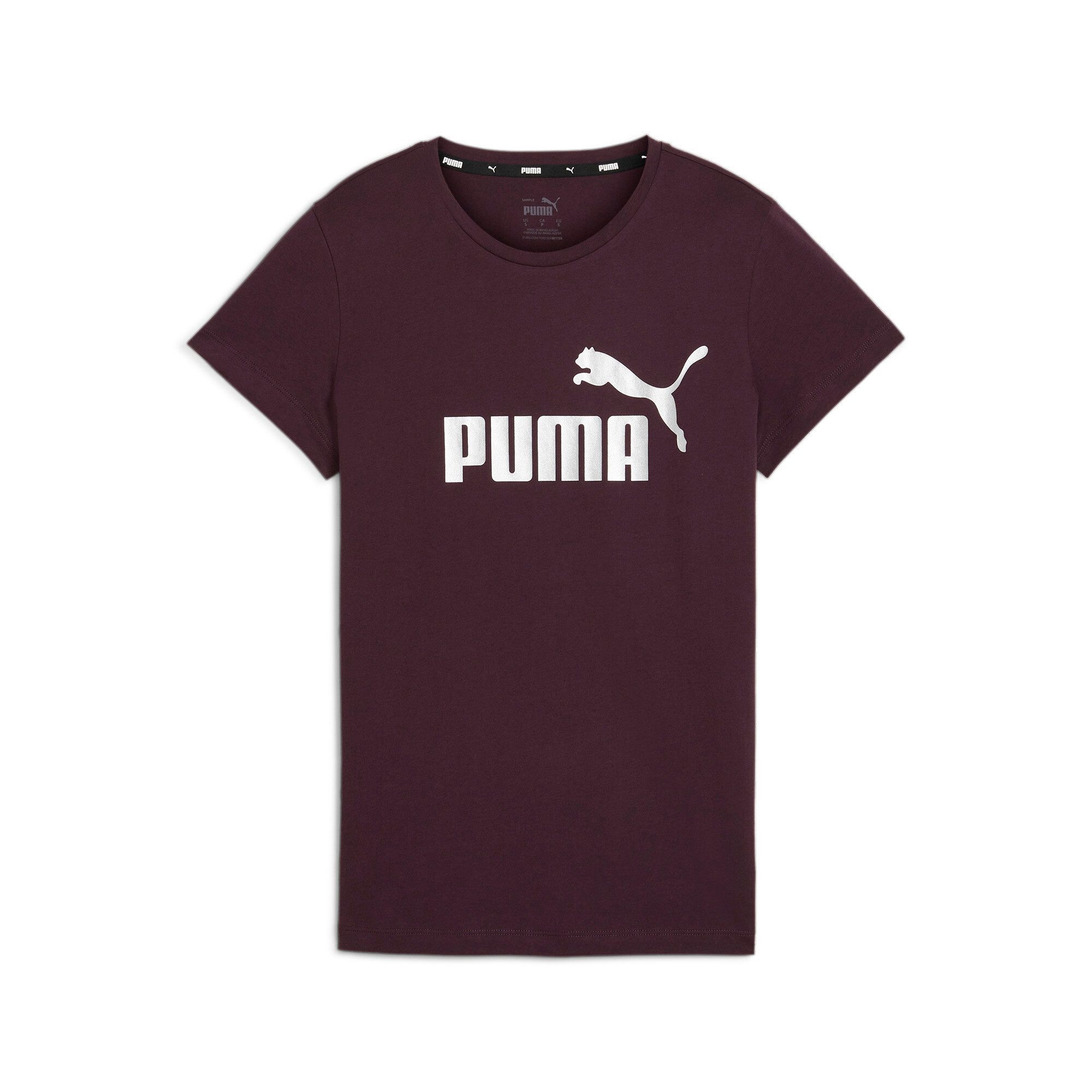 PUMA T-shirt ESS+ Metallic Logo Tee dames tops maat XS paars