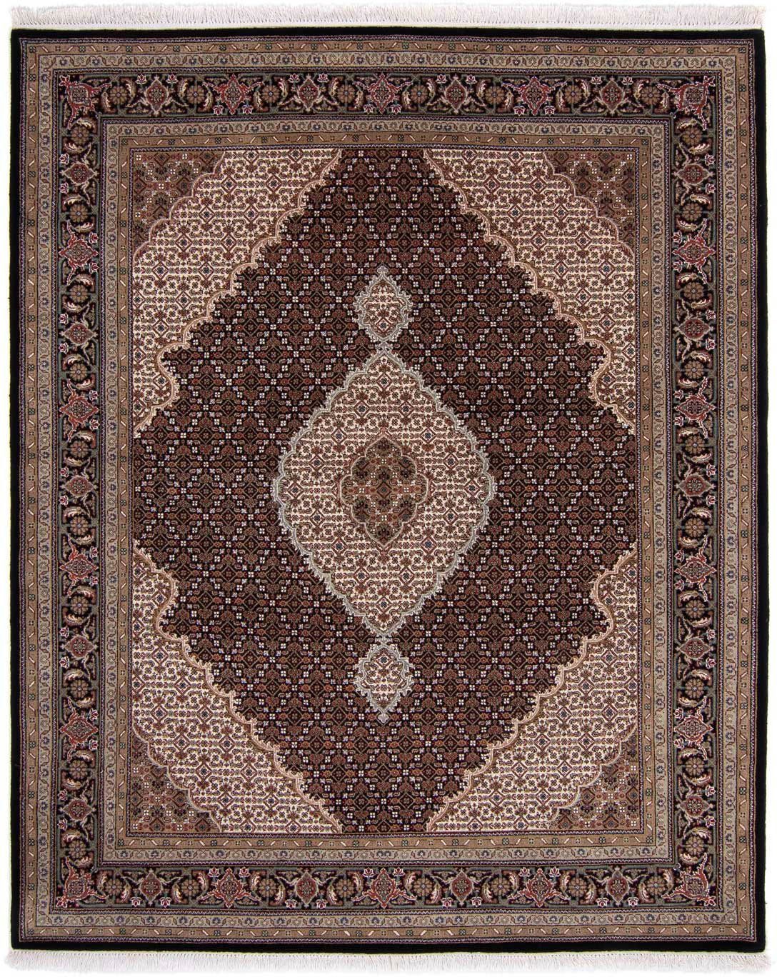 morgenland Wollen kleed Tabriz medaillon Blu scuro 253 x 199 cm Uniek exemplaar met certificaat