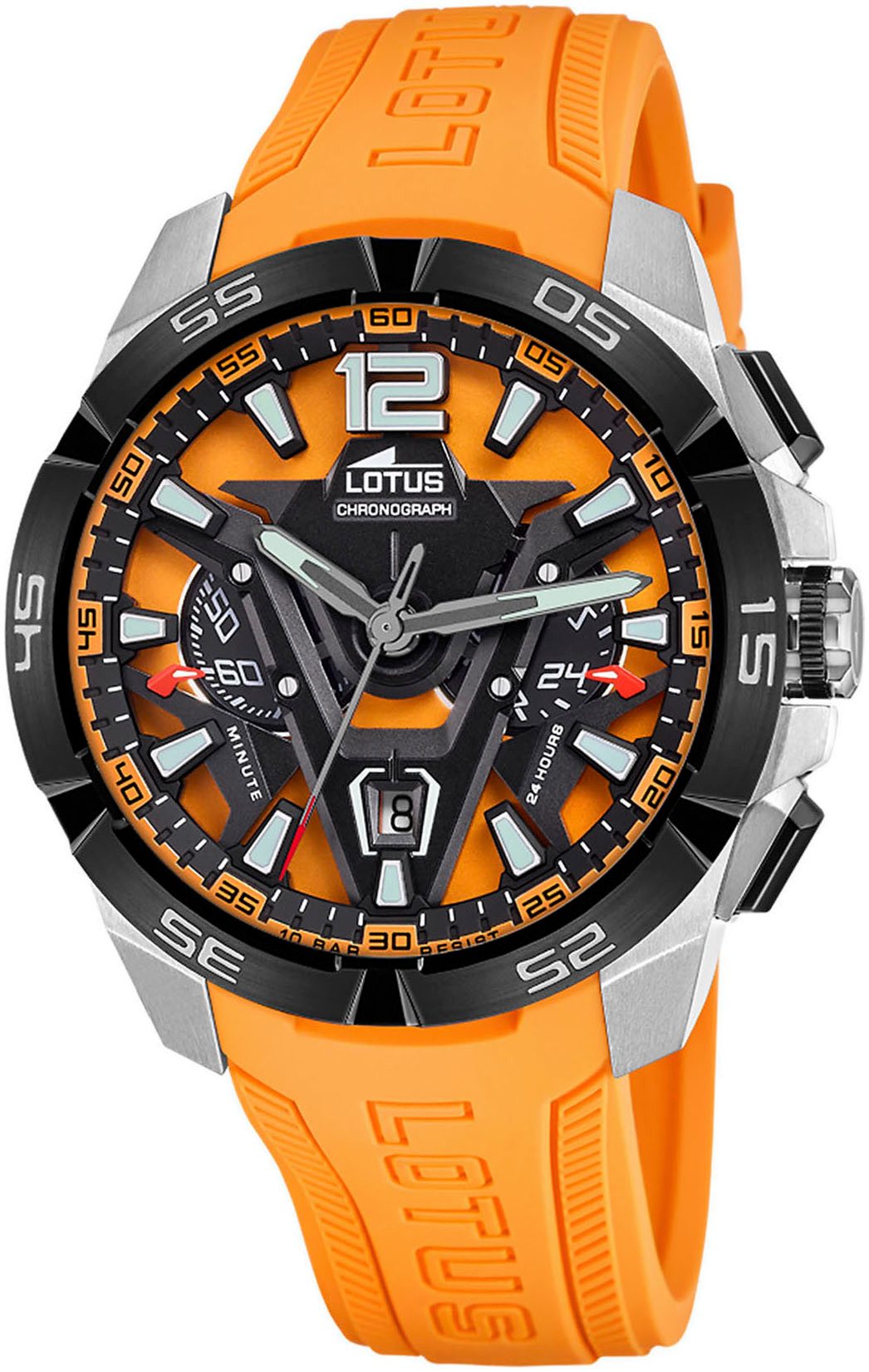 Lotus Chronograaf Vortex Quartzhorloge, horloge, herrenuur, dag, stopwatchfunctie, rubberen band