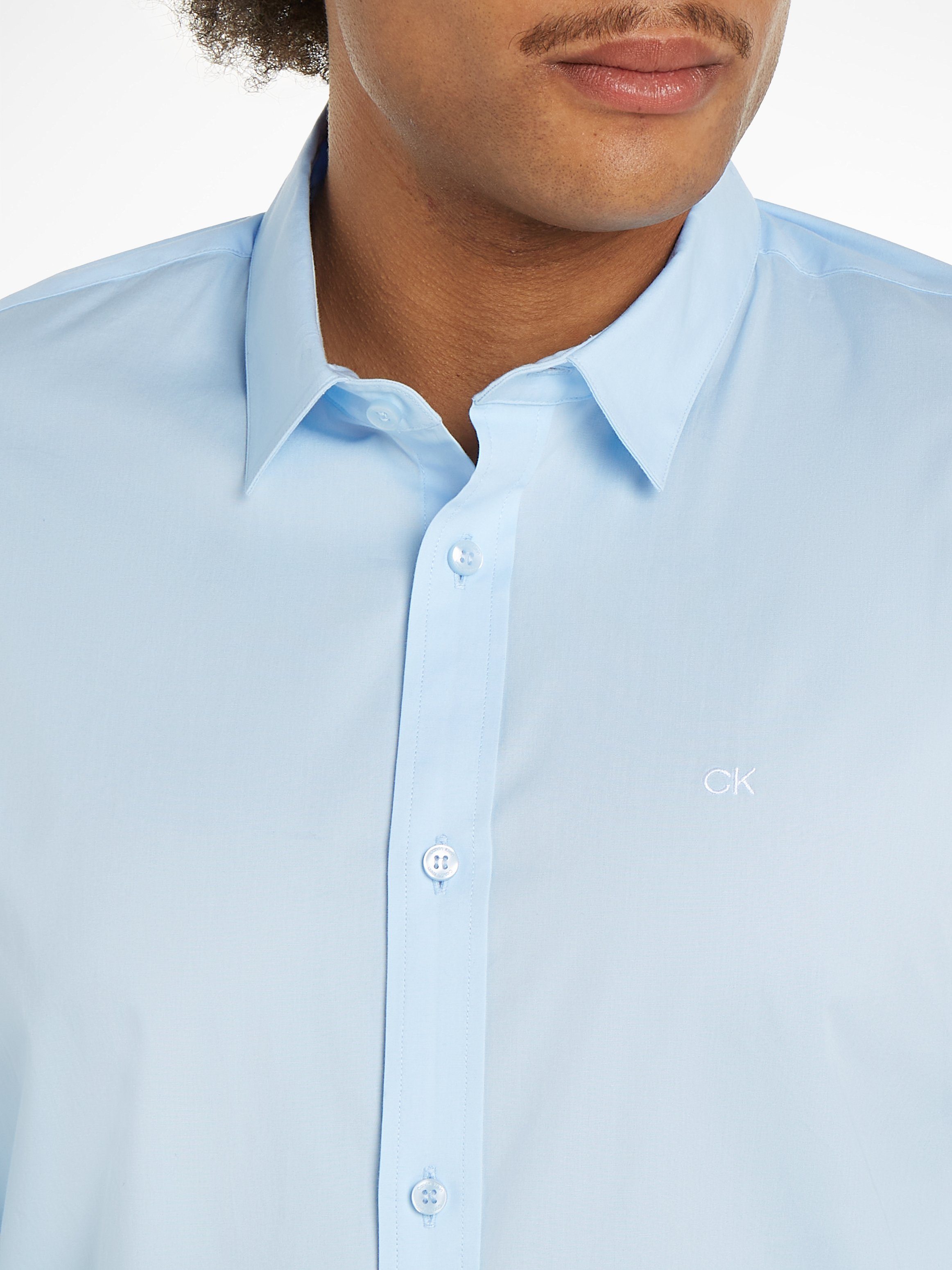 Calvin Klein Businessoverhemd STRETCH POPLIN SLIM SHIRT met calvin klein-logo op de borst