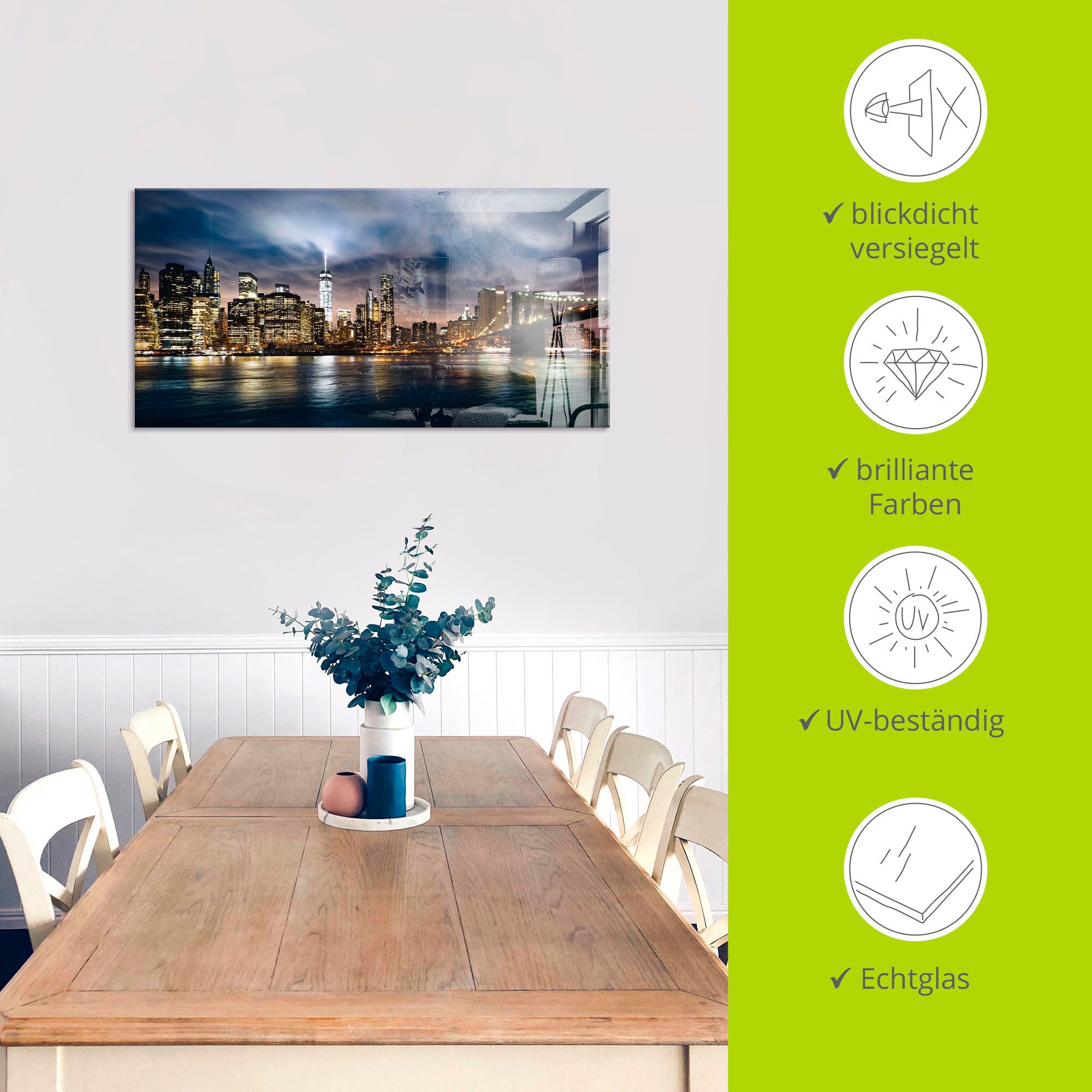 Artland Print op glas Zonsopkomst boven Manhattan