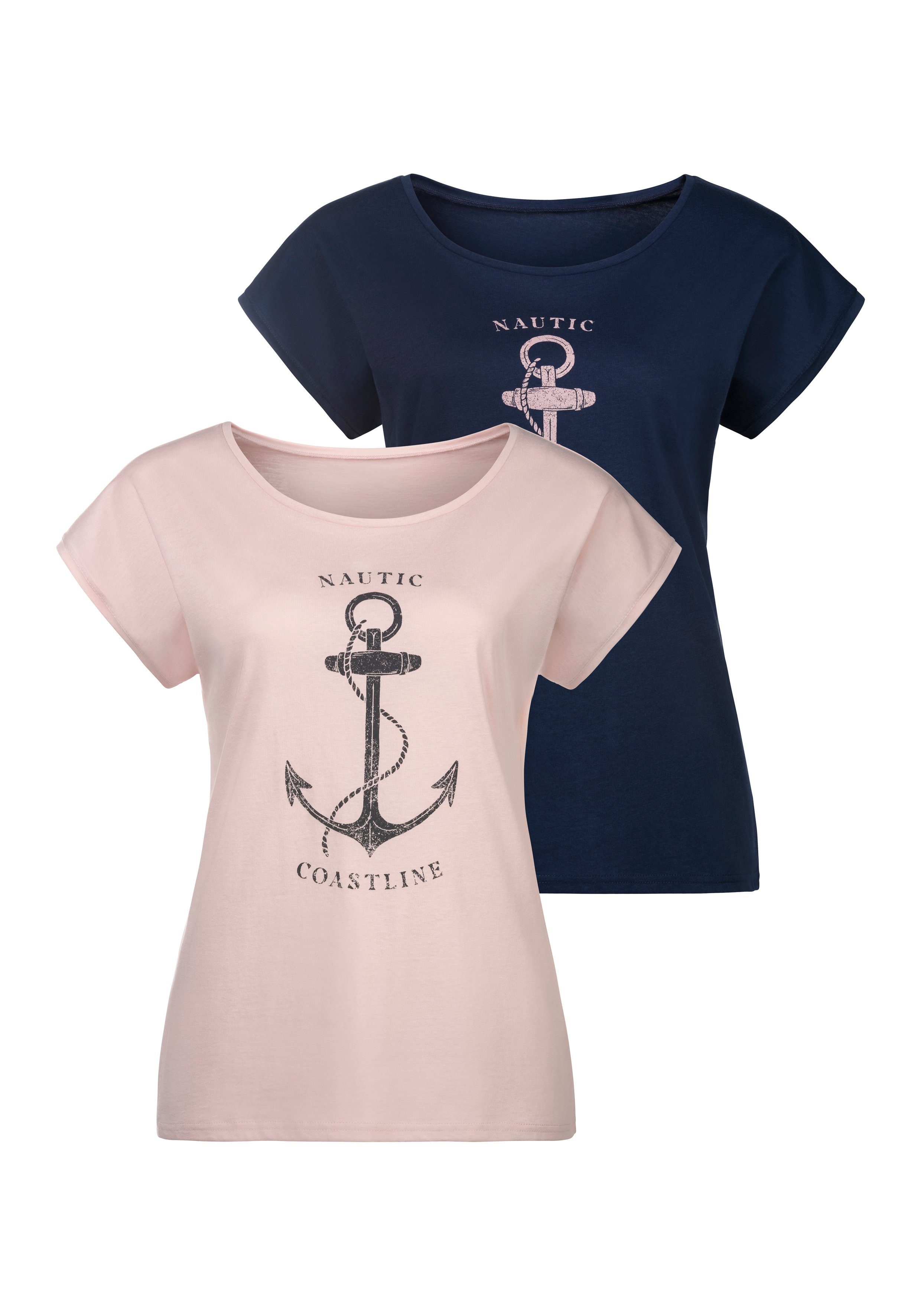 set Van 2 Beachtime T-shirt Met Maritieme Print Voor Dames Kleding voor voor Tops voor Tops met lange mouw 