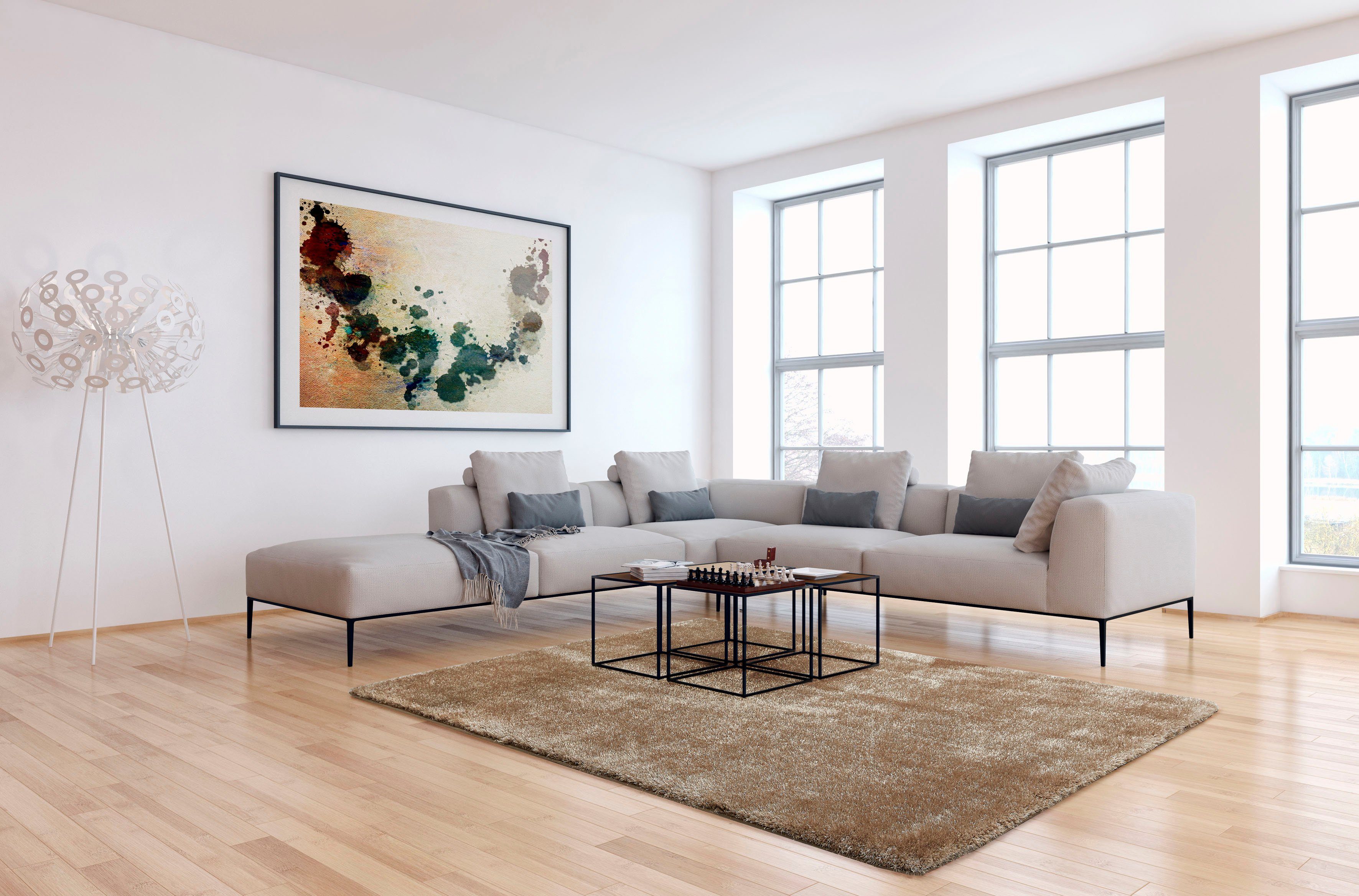 my home Hoogpolig vloerkleed LAHTI Effen kleuren, zacht en knuffelig, ideaal voor de woonkamer en slaapkamer