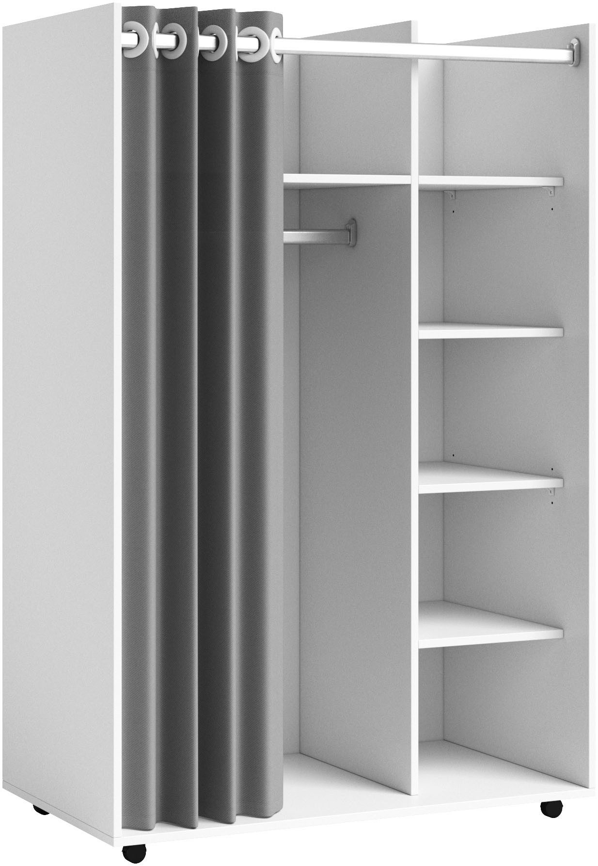 Schlafkontor Kledingkast Jenke kledingkast slaapkamerkast op wielen - BESTSELLER Multifunctionele kledingkast met moderne gordijngarderobe