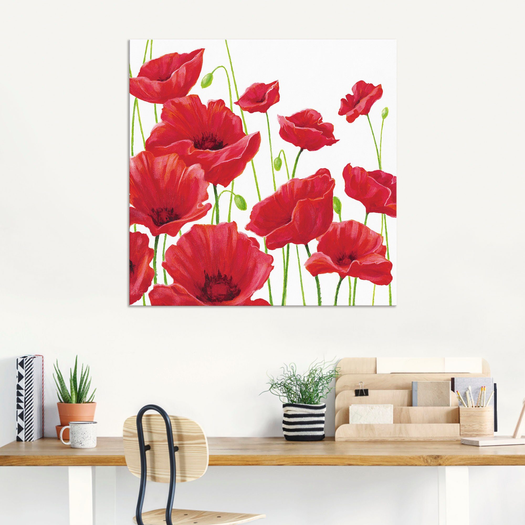 Artland Artprint Rode klaprozen I als artprint van aluminium, artprint voor buiten, artprint op linnen, poster, muursticker