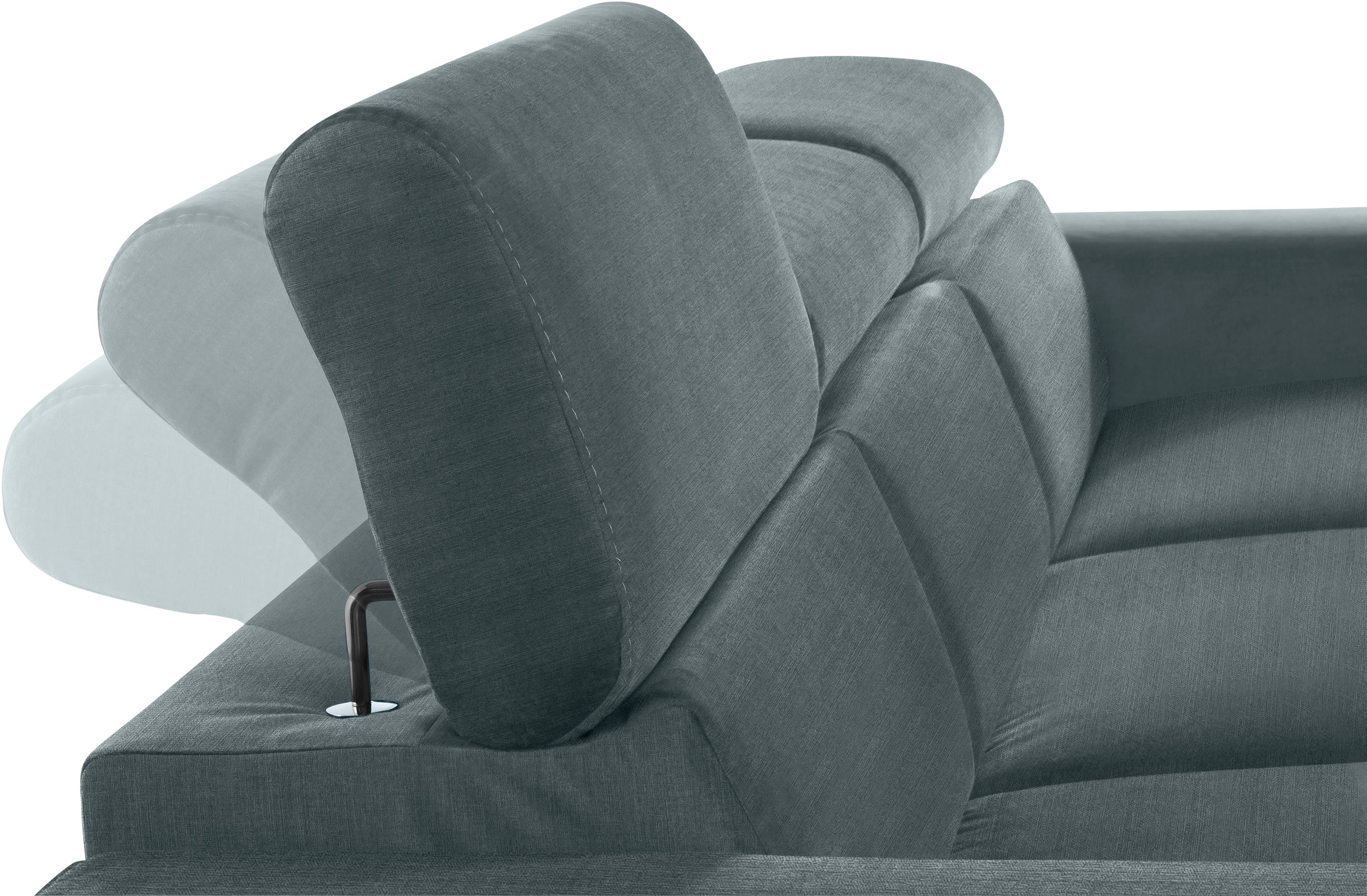 COTTA Hoekbank Morven L-vorm met hoofdeindeverstelling keuze met bedfunctie, bedlade & draadloze oplader