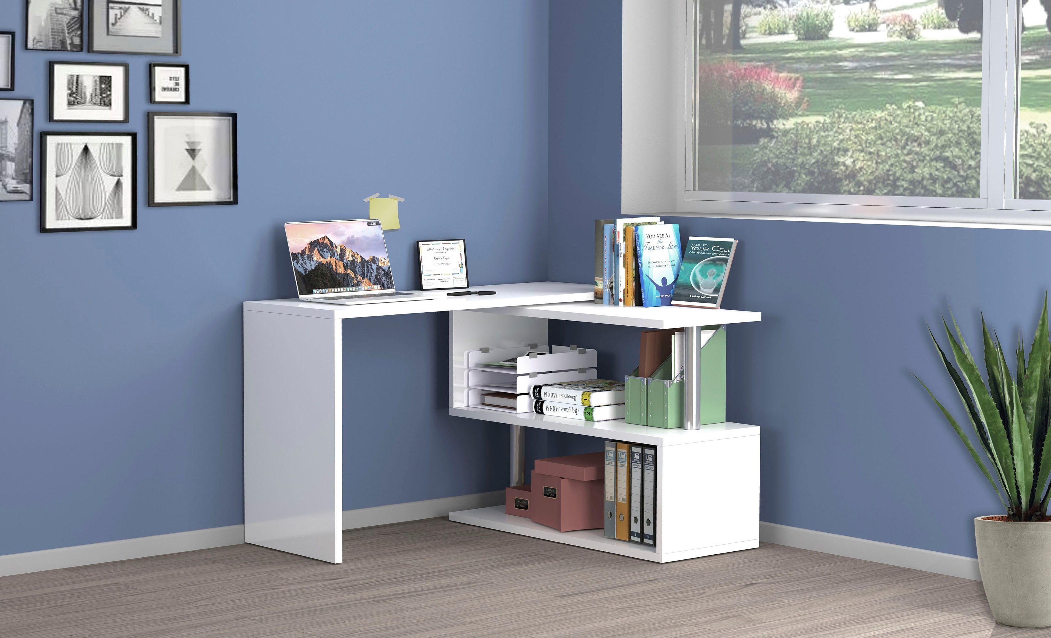 INOSIGN Bureau Volta, Made in Italy multifunctioneel - als computertafel, hoekbureau of sideboard